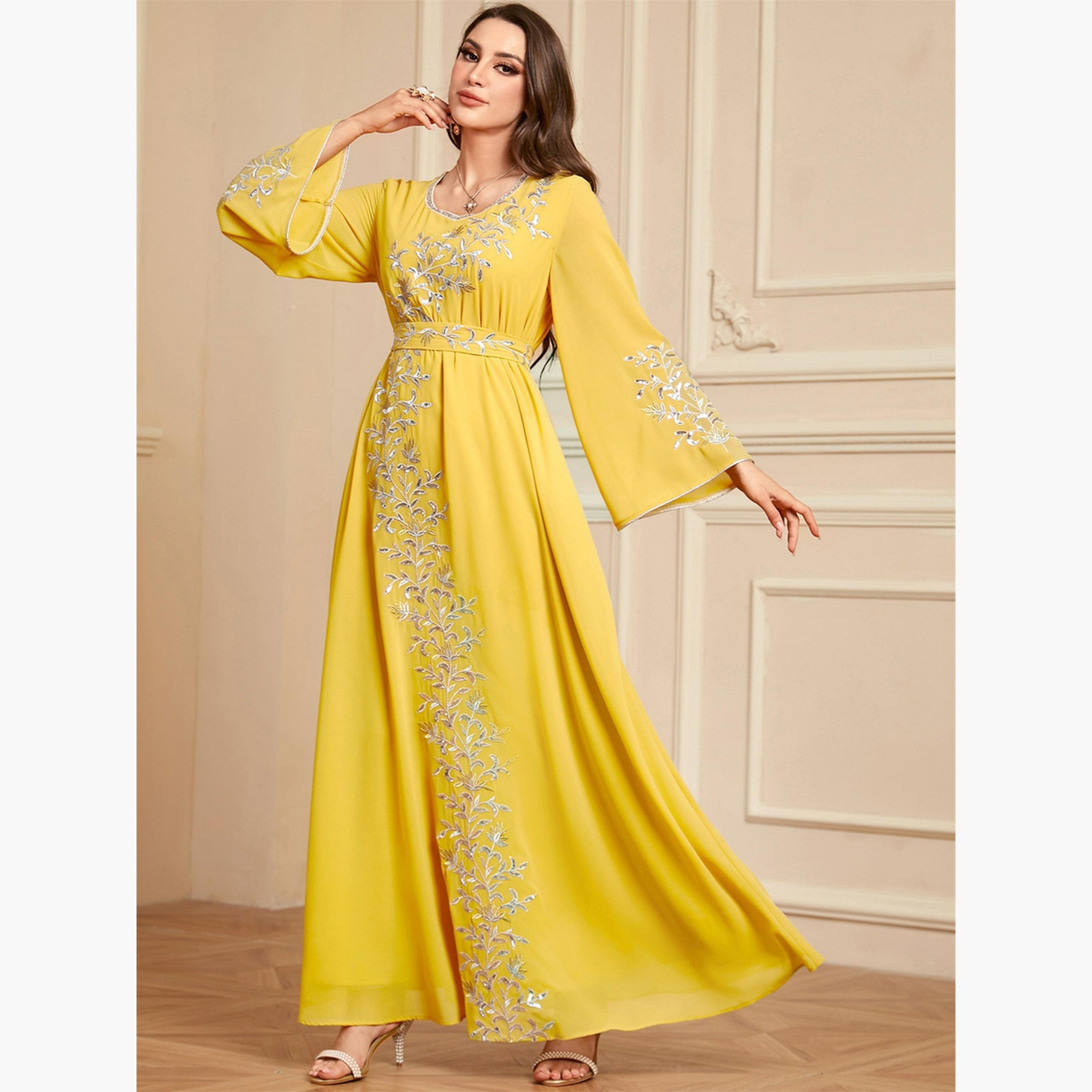 جلابية بتطريز زهور-women-arabicclothing-jalabiyas-image-3