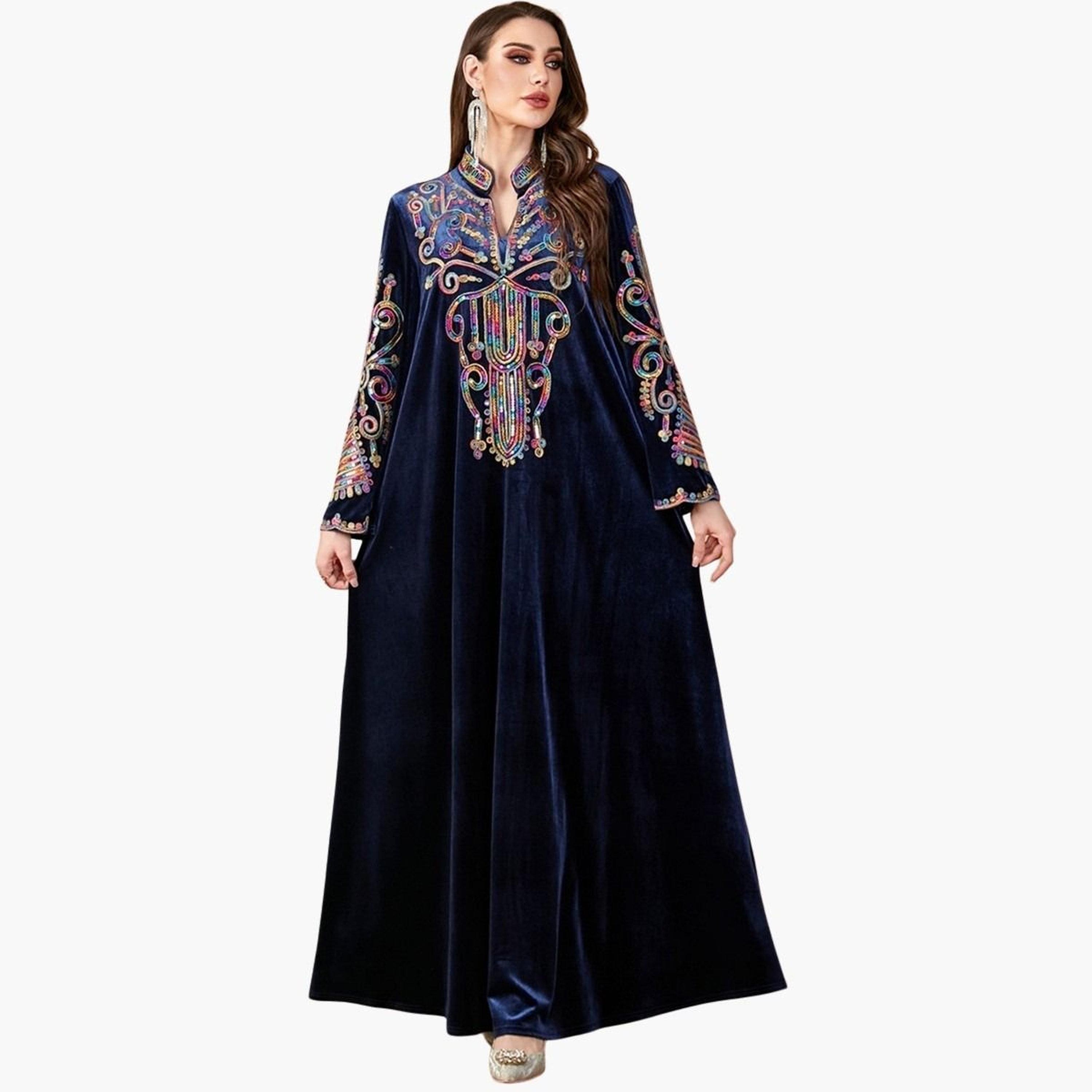 جلابية مخملية مزينة-women-arabicclothing-jalabiyas-image-1