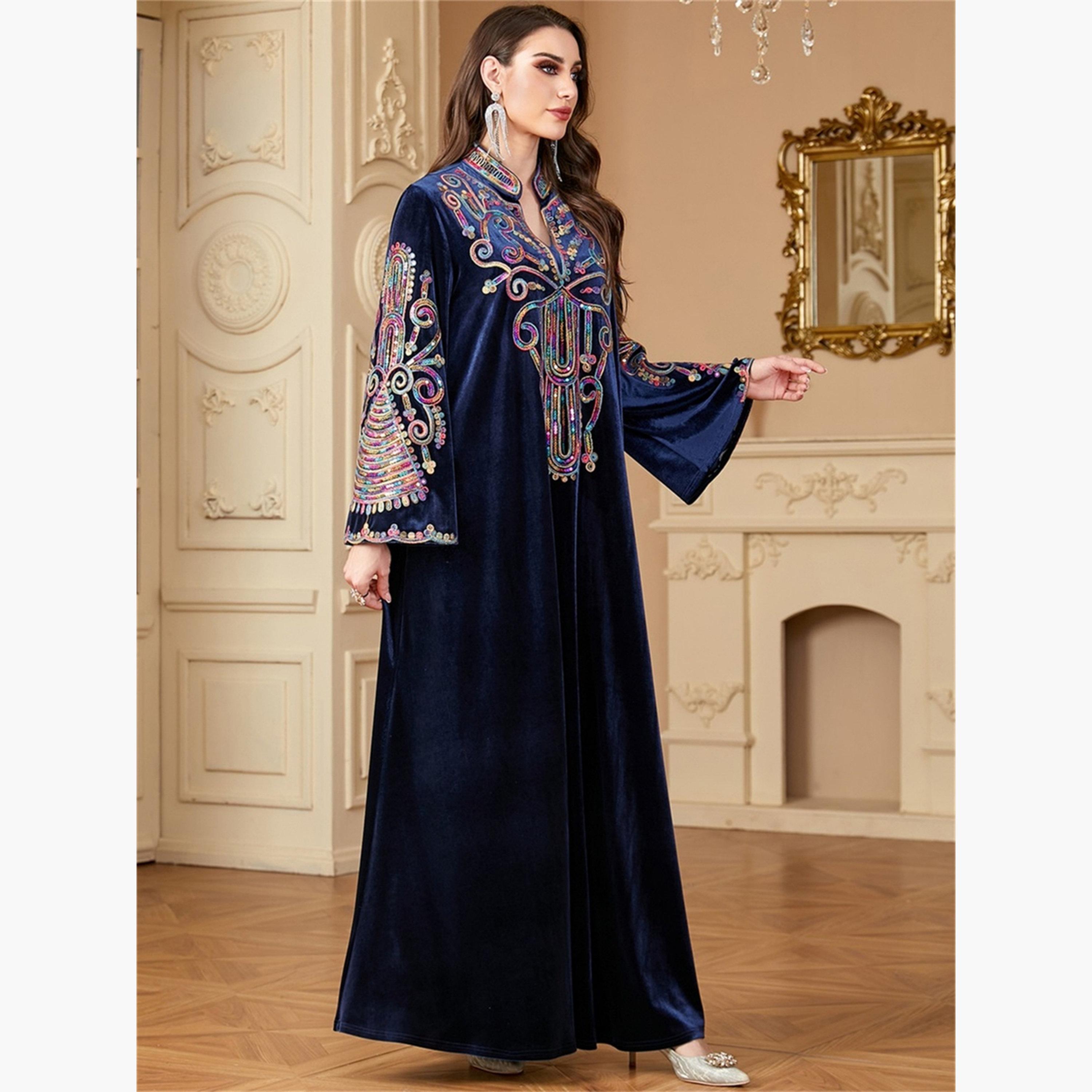 جلابية مخملية مزينة-women-arabicclothing-jalabiyas-image-2