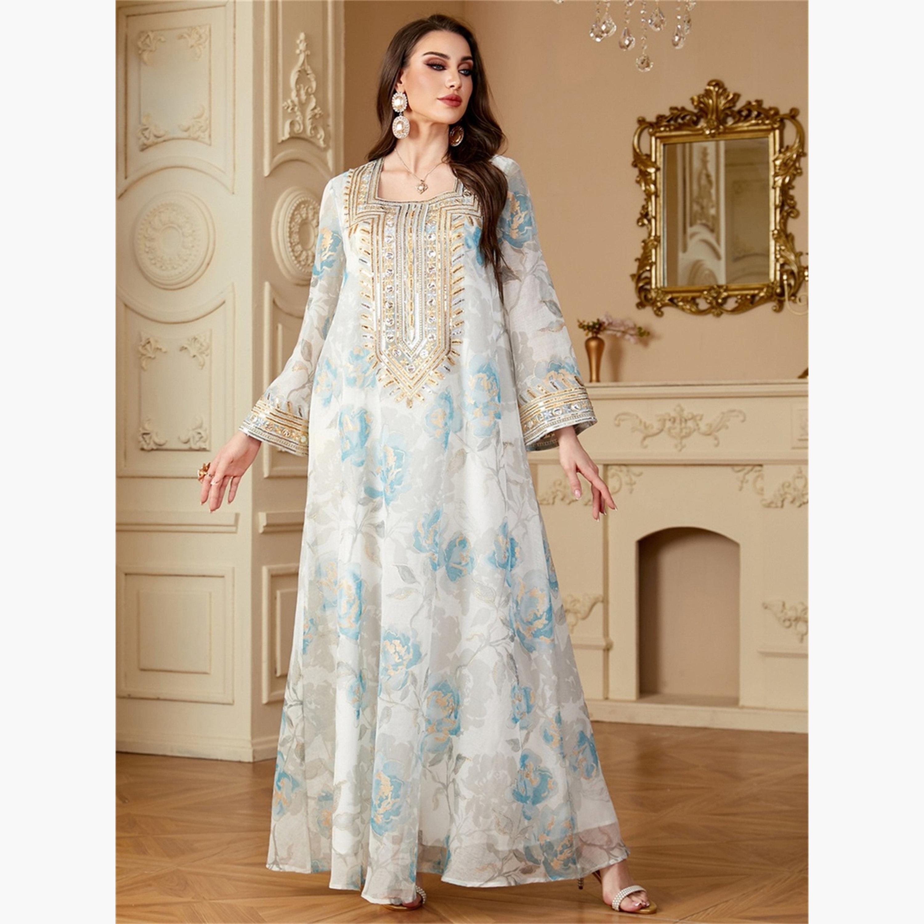 Take Two Women Floral Printed Sequins Embellished Jalabiya-women-arabicclothing-jalabiyas-image-2