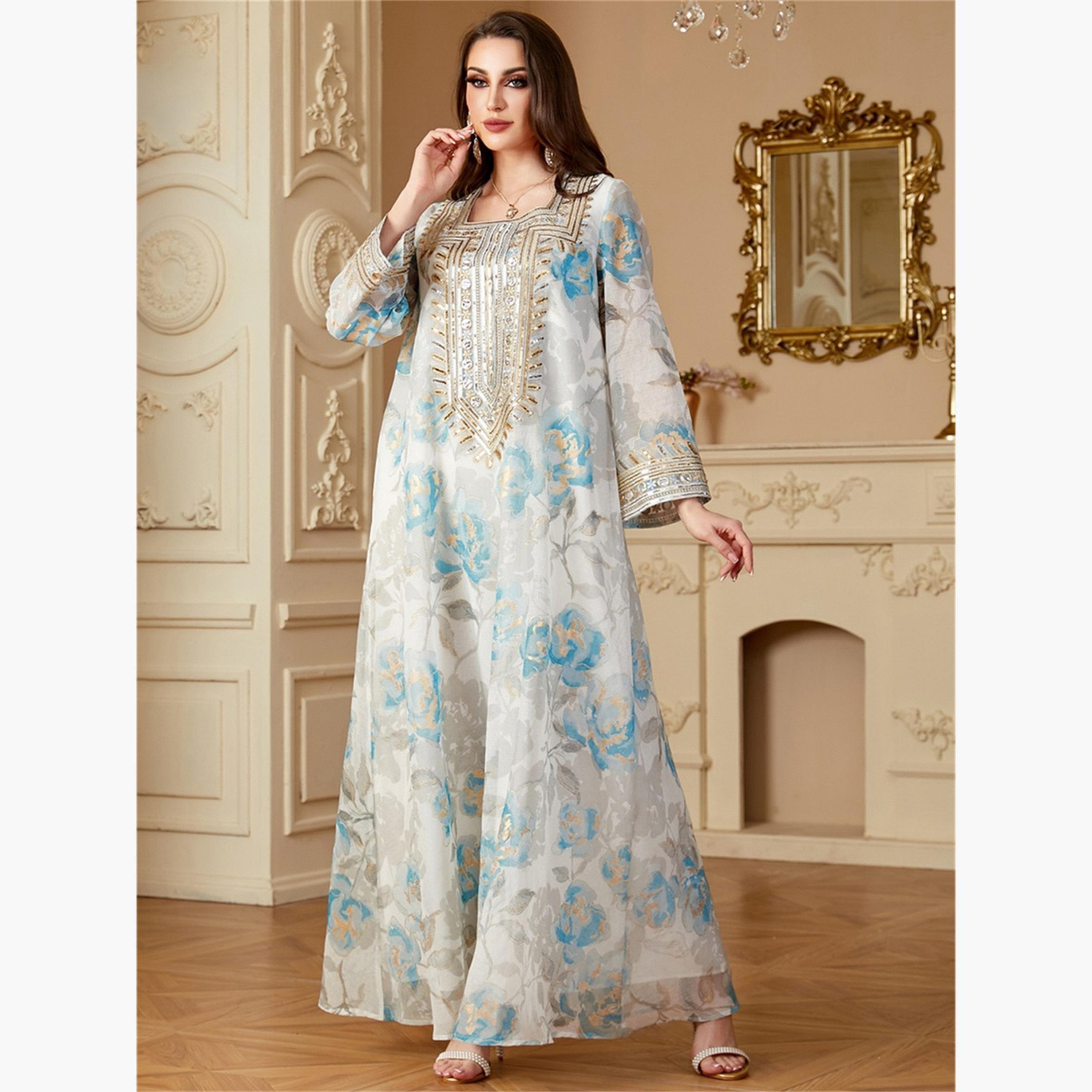 Take Two Women Floral Printed Sequins Embellished Jalabiya-women-arabicclothing-jalabiyas-image-3