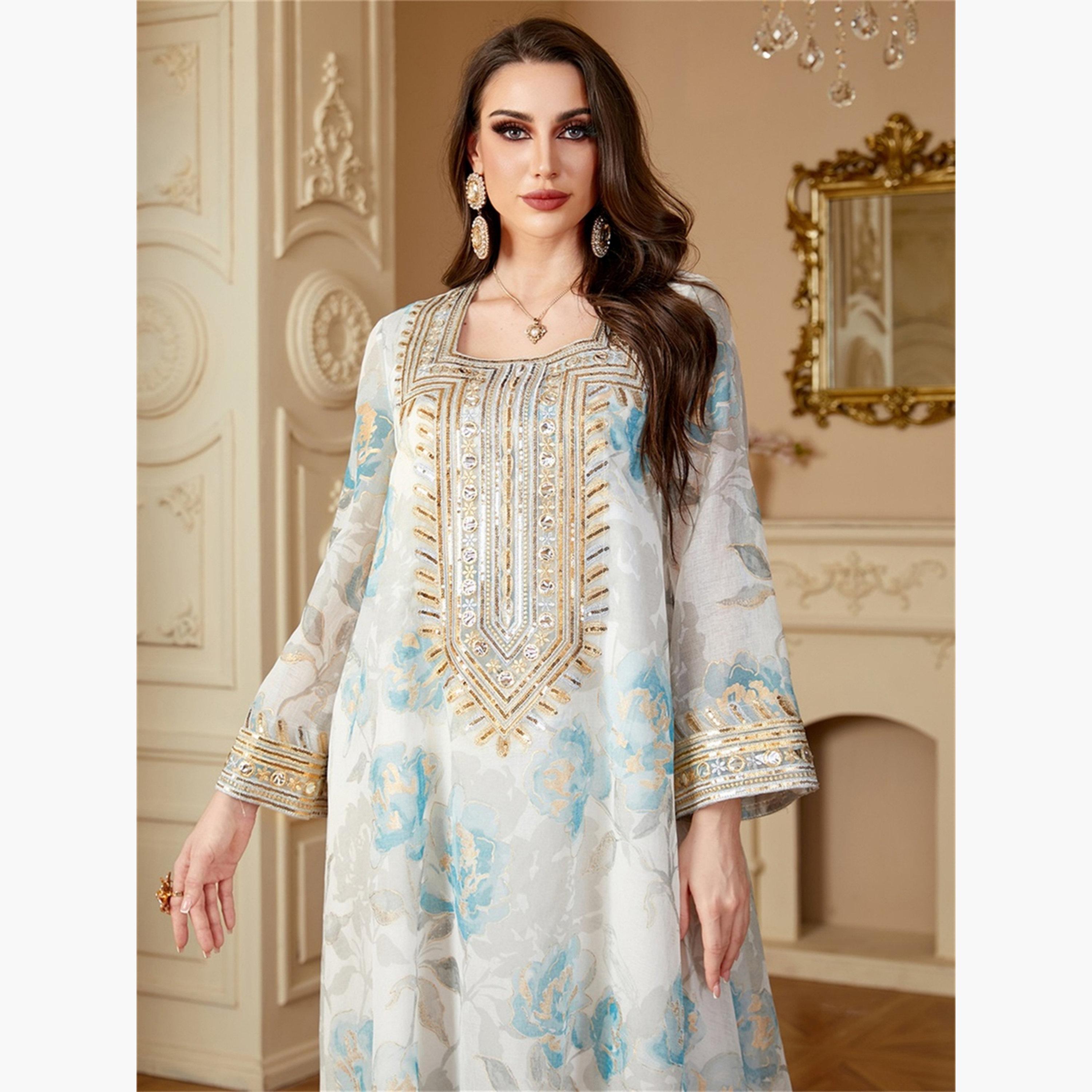Take Two Women Floral Printed Sequins Embellished Jalabiya-women-arabicclothing-jalabiyas-image-5