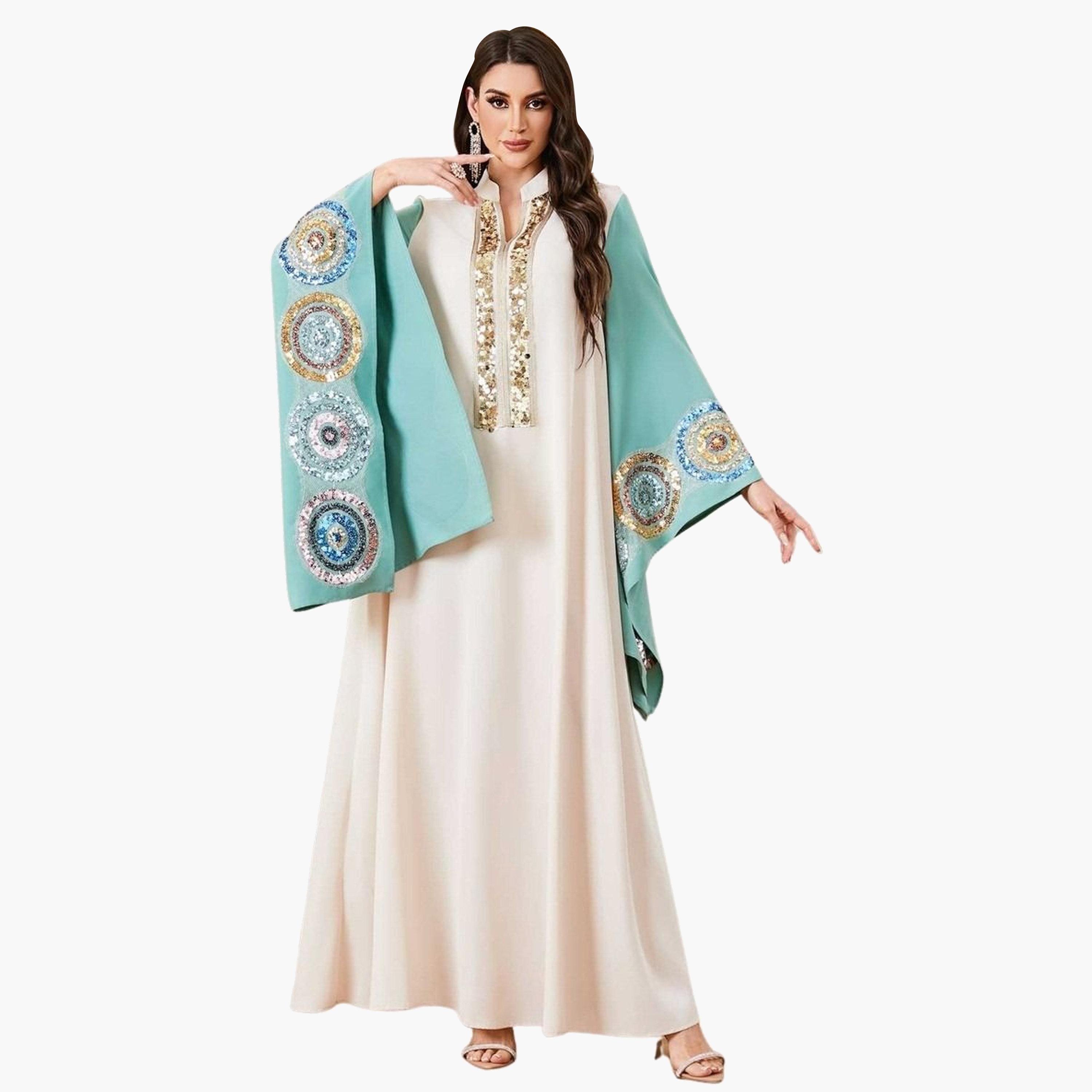 جلابية بأكمام فراشة وتفاصيل قطع ترتر-women-arabicclothing-jalabiyas-image-1