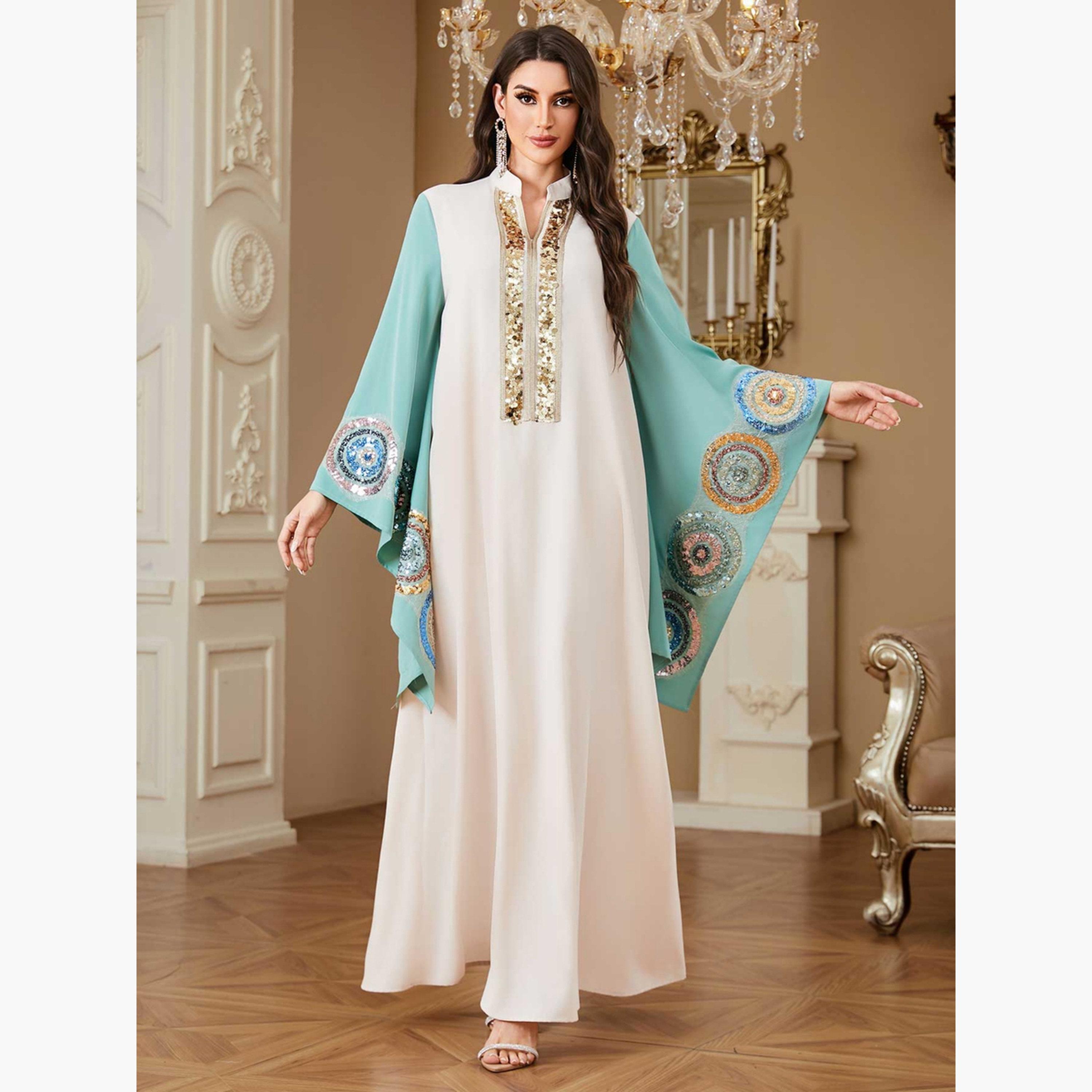 جلابية بأكمام فراشة وتفاصيل قطع ترتر-women-arabicclothing-jalabiyas-image-2