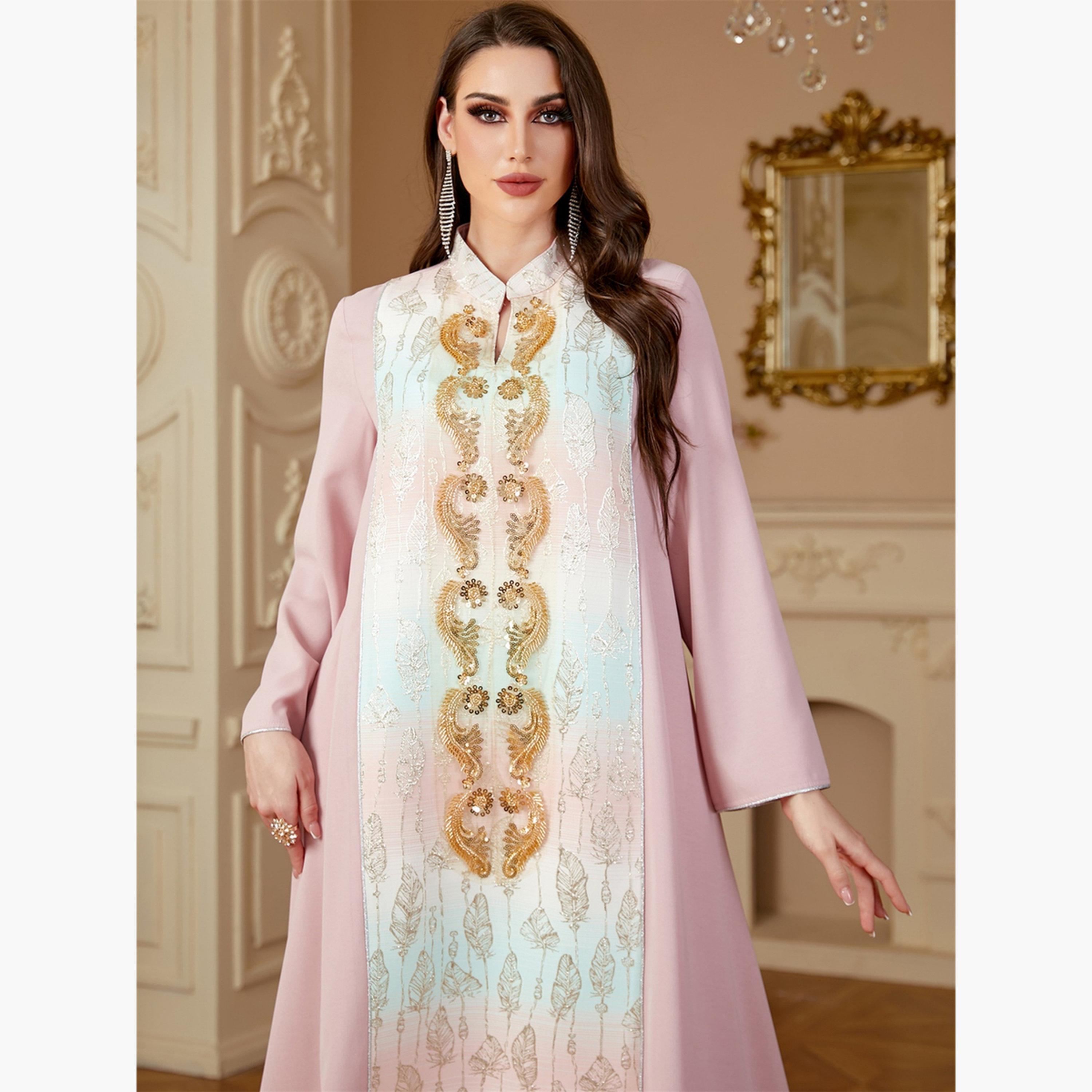 جلابية مزينة بقطع ترتر وبنقوش-women-arabicclothing-jalabiyas-image-5