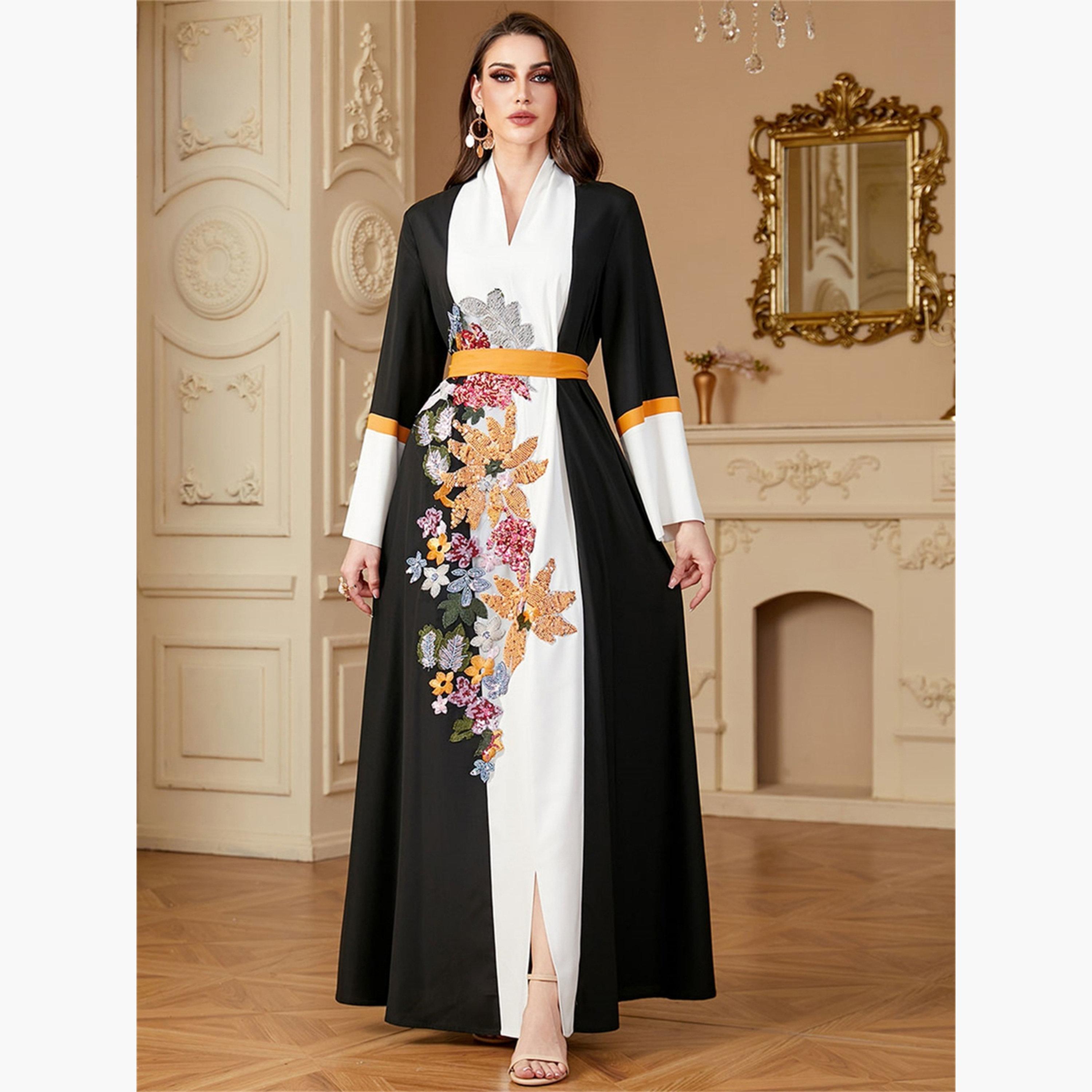 Take Two Women Floral Embroidered Belted Jalabiya-women-arabicclothing-jalabiyas-image-4