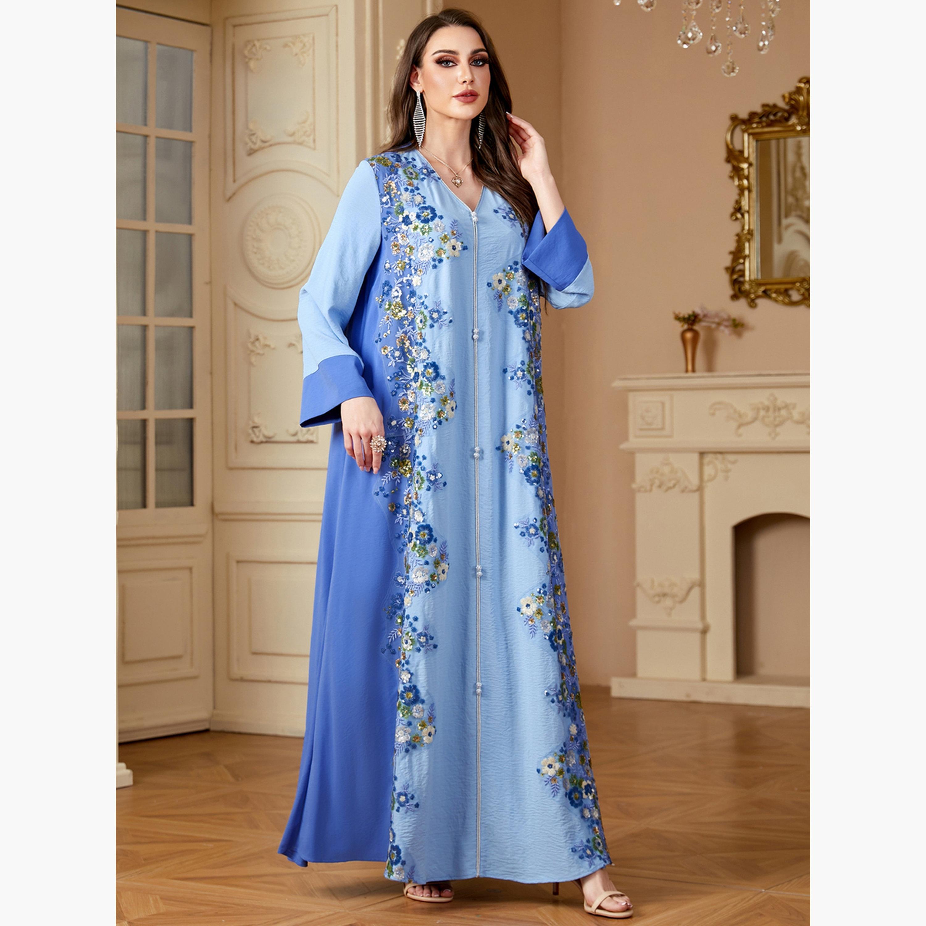 جلابية بتفاصيل زهور-women-arabicclothing-jalabiyas-image-2