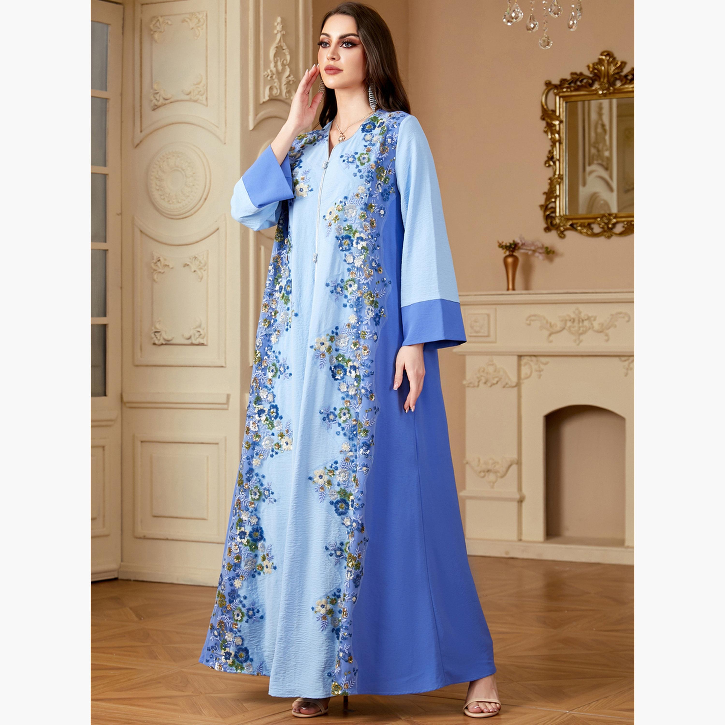 جلابية بتفاصيل زهور-women-arabicclothing-jalabiyas-image-3
