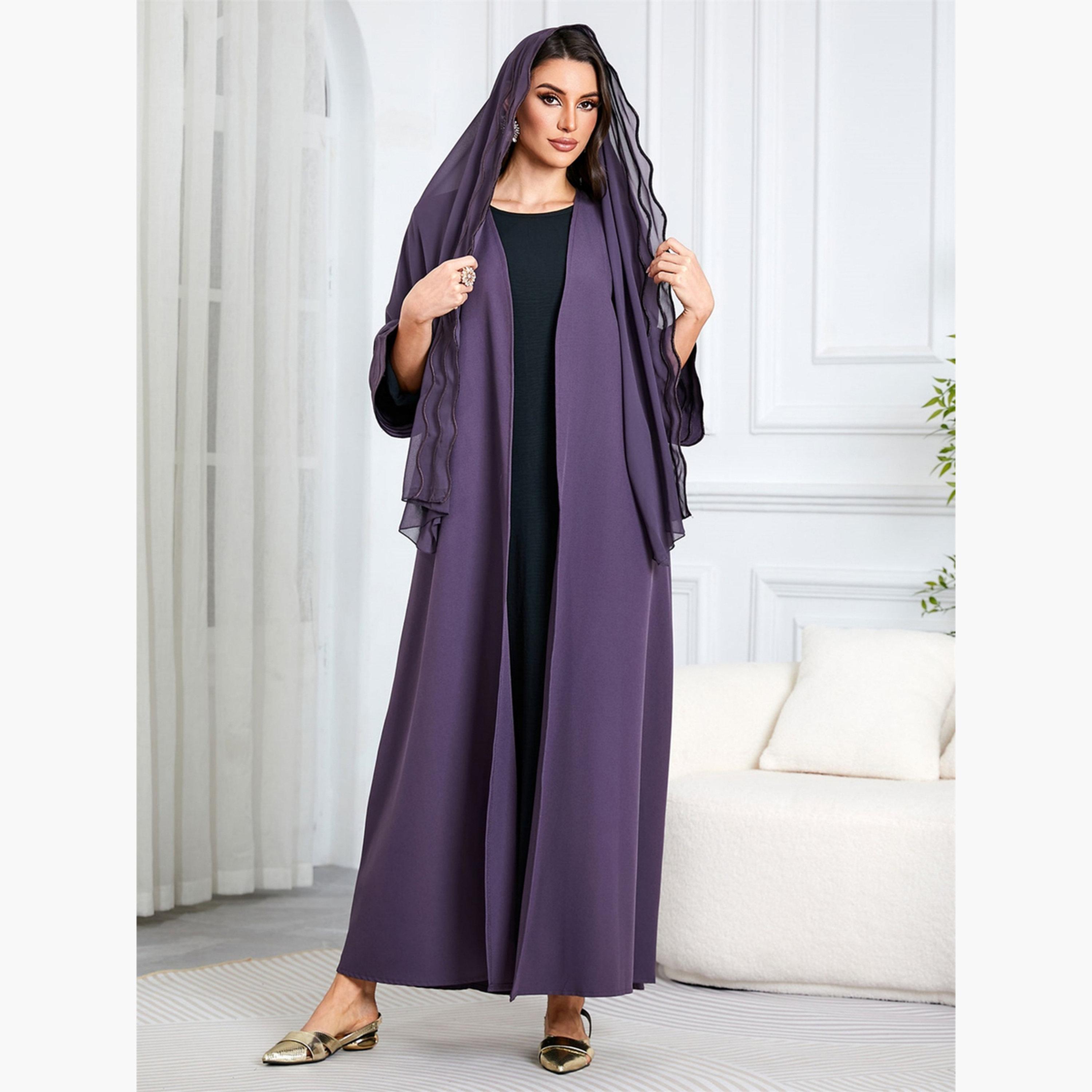 عباية بفتحة أمامية مع غطاء للرأس-women-arabicclothing-abayas-image-2