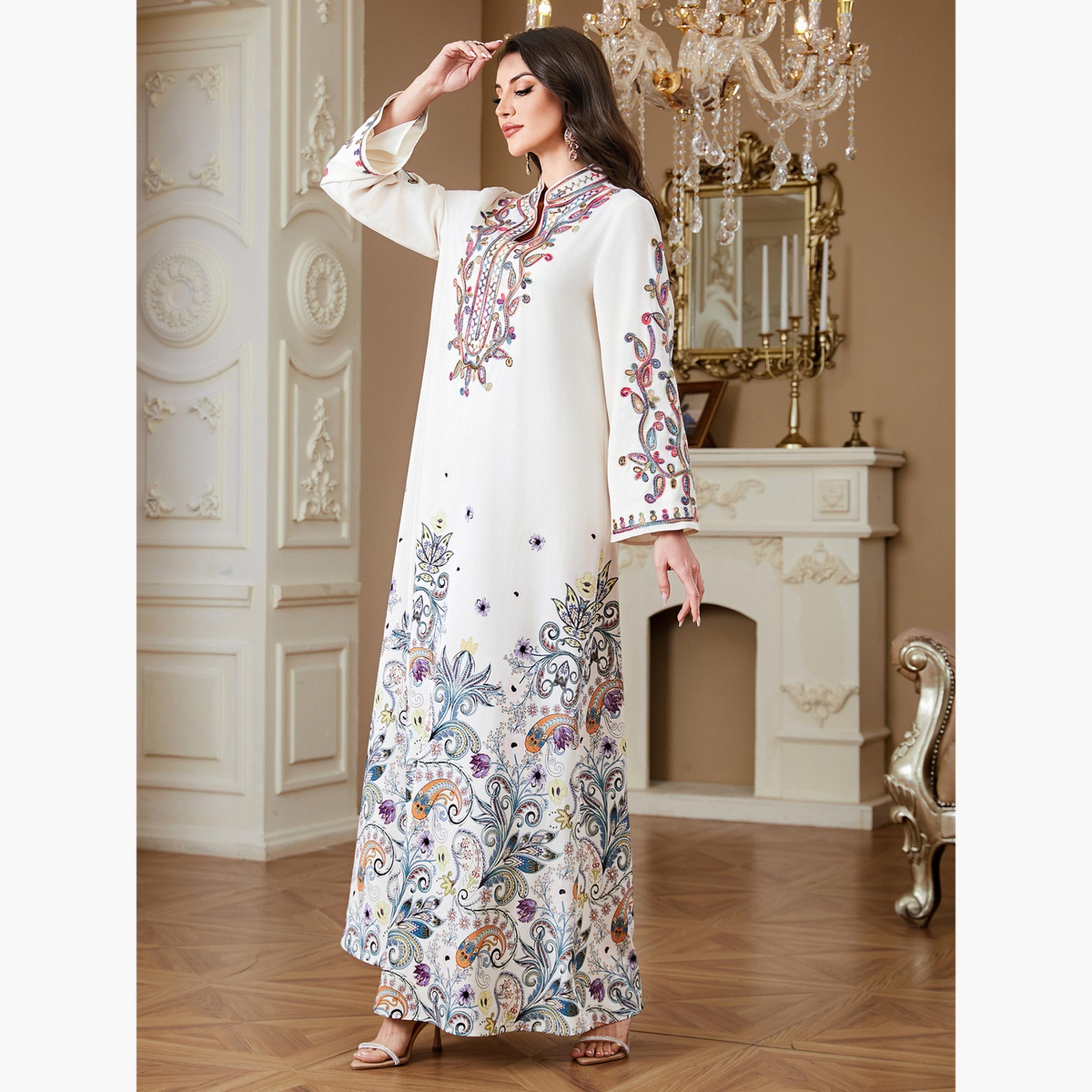جلابية مطبعة بالزهور ومزينة-women-arabicclothing-jalabiyas-image-5
