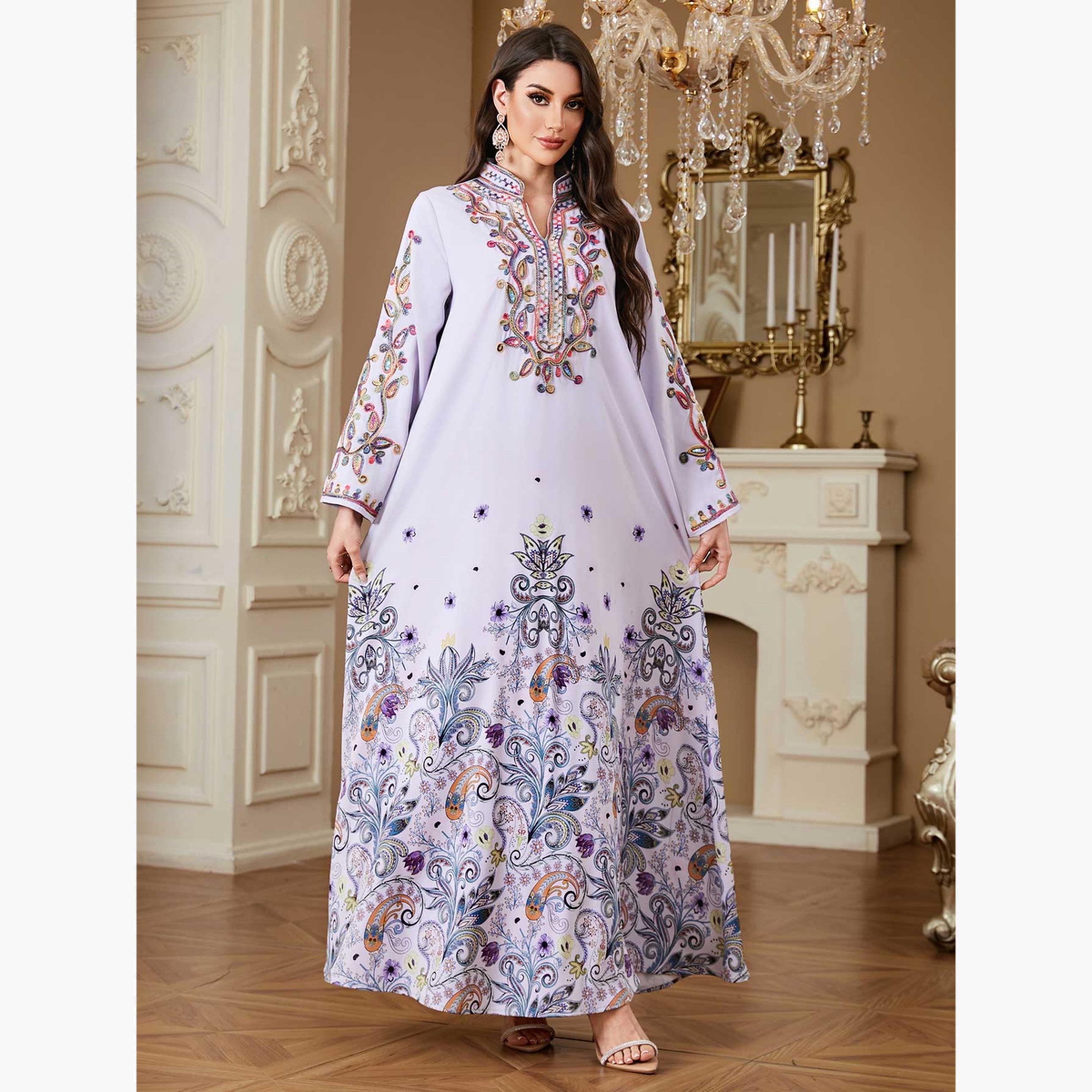 جلابية مطبعة بالزهور ومزينة-women-arabicclothing-jalabiyas-image-5