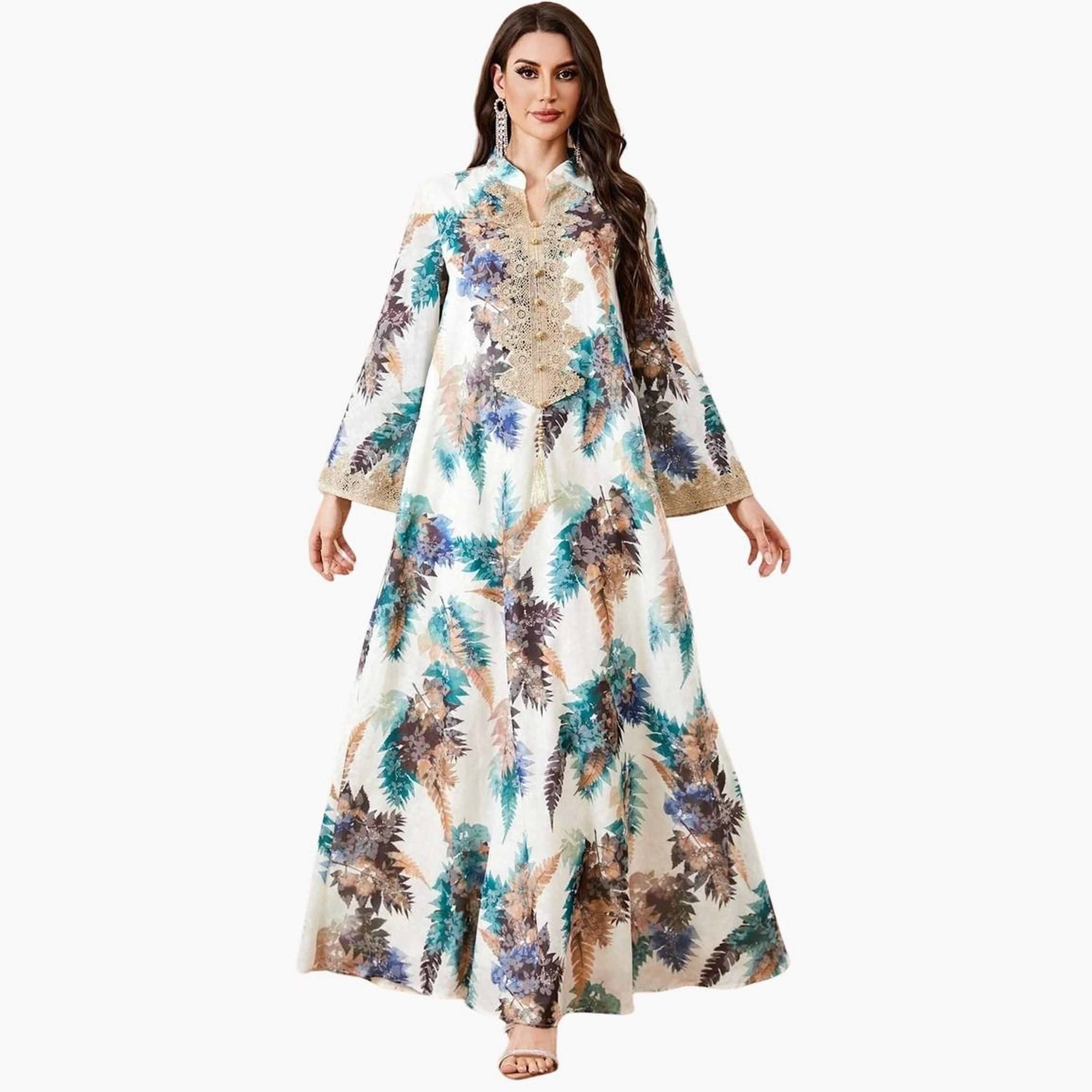 Take Two Women Floral Printed Embellished Jalabiya-women-arabicclothing-jalabiyas-image-1