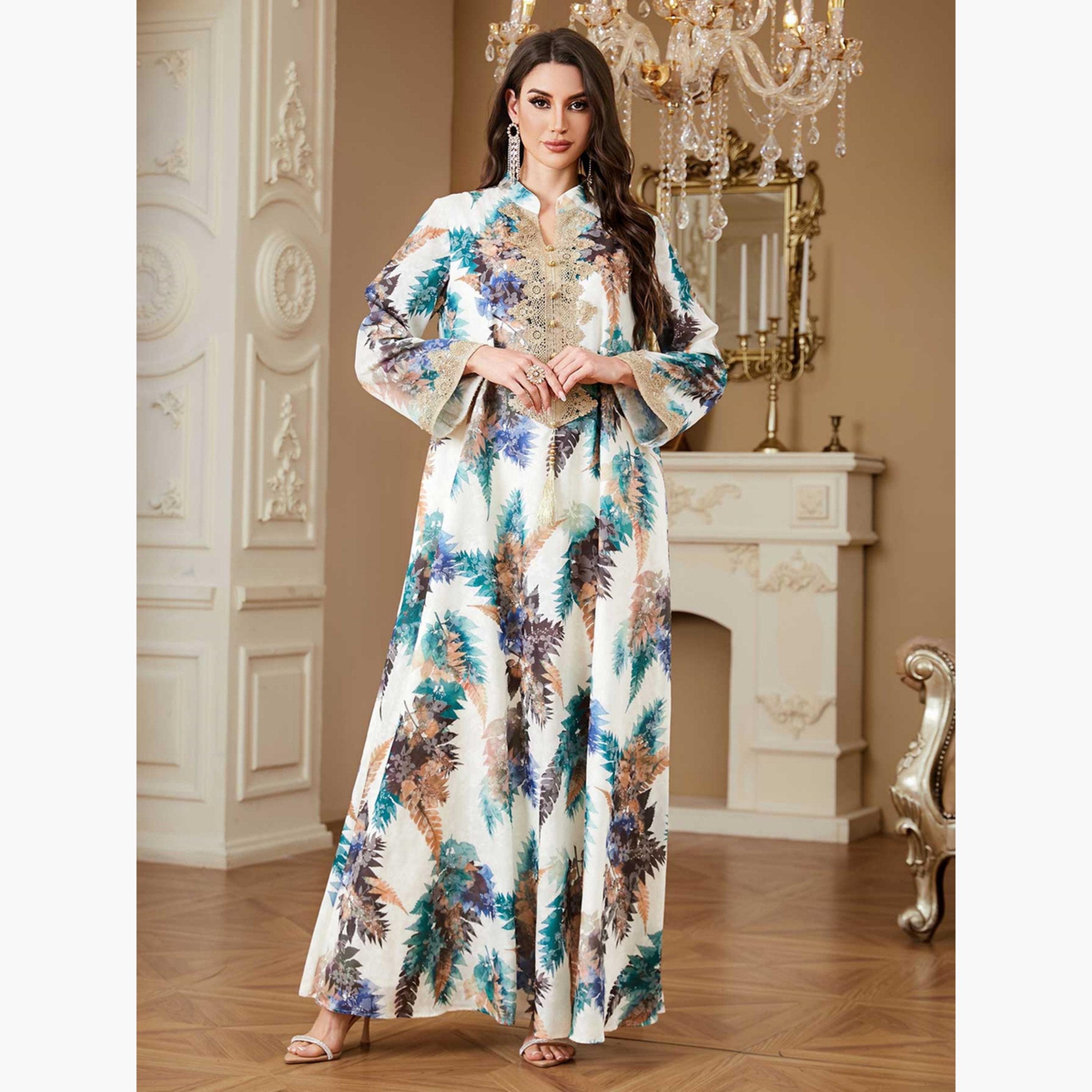 Take Two Women Floral Printed Embellished Jalabiya-women-arabicclothing-jalabiyas-image-2