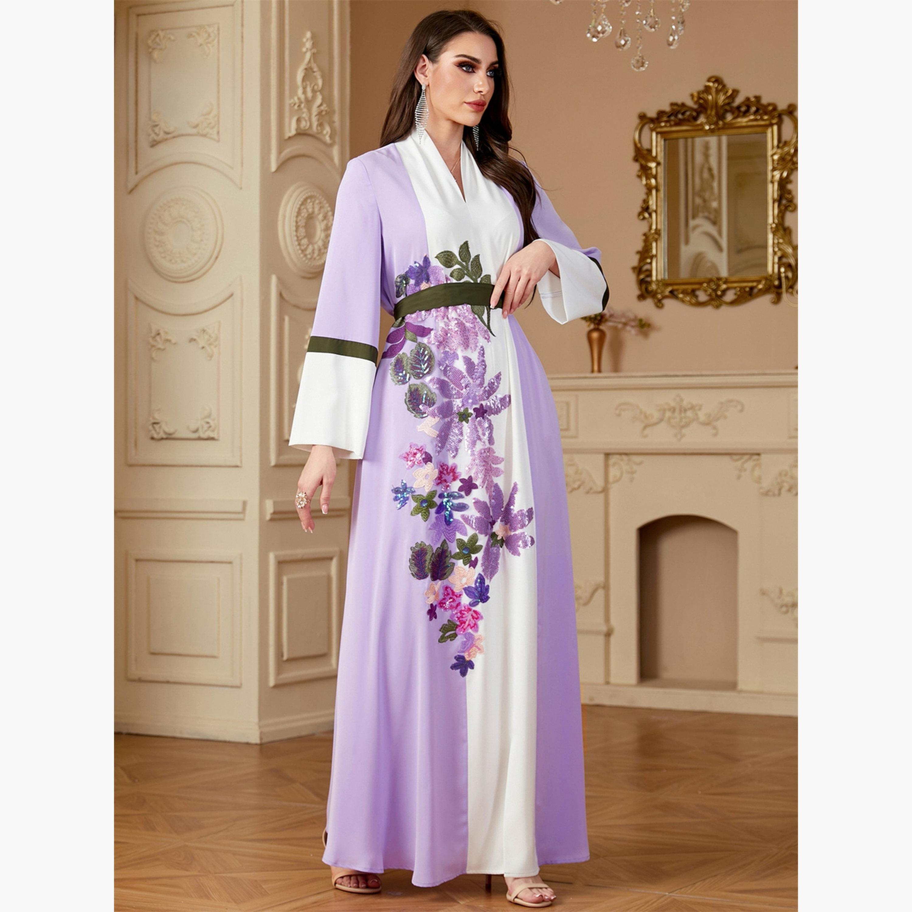 جلابية بحزام وتفاصيل رقعة ترتر-women-arabicclothing-jalabiyas-image-2