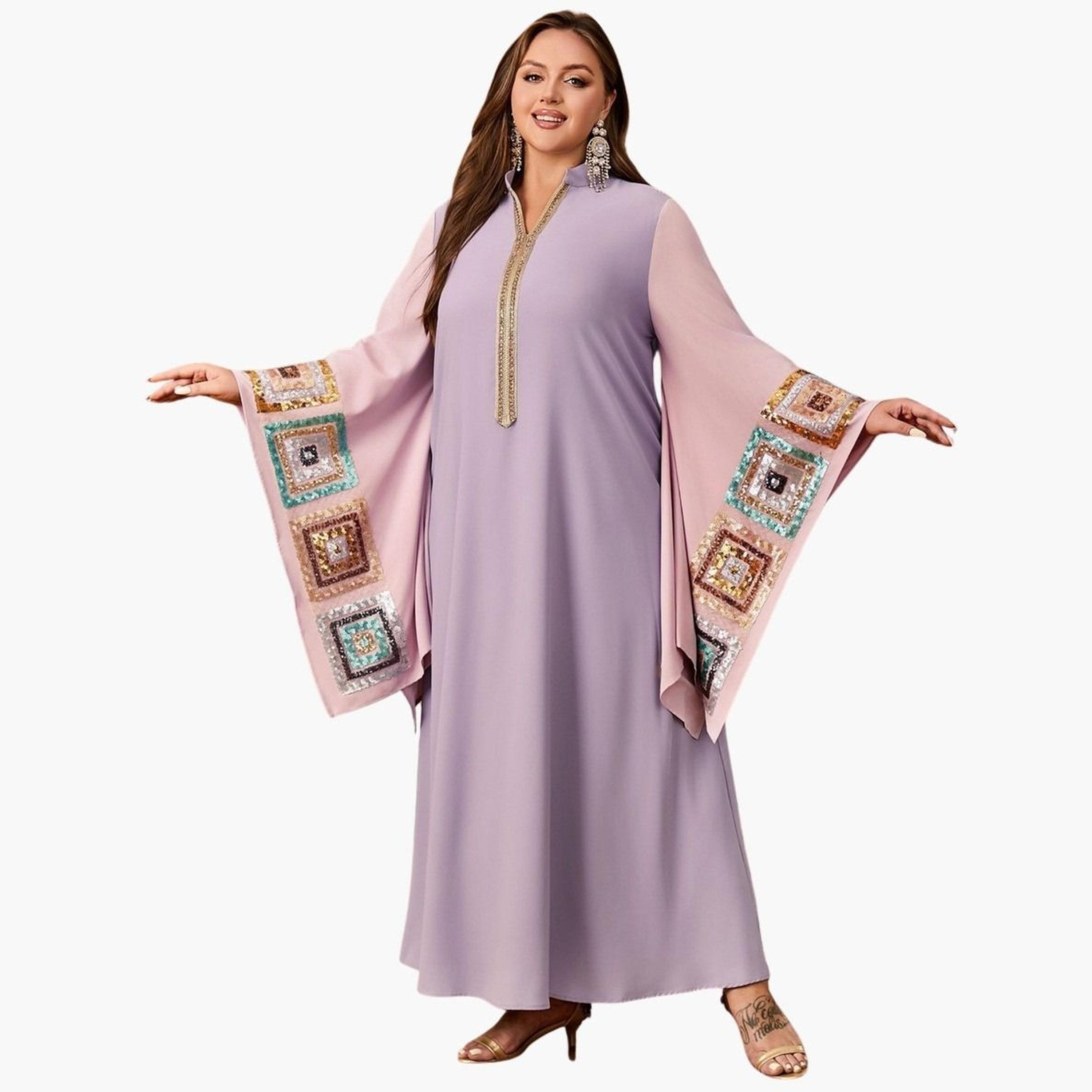 Take Two Plus Size Sequin Patch Butterfly Sleeve Jalabiya-women-arabicclothing-jalabiyas-image-1