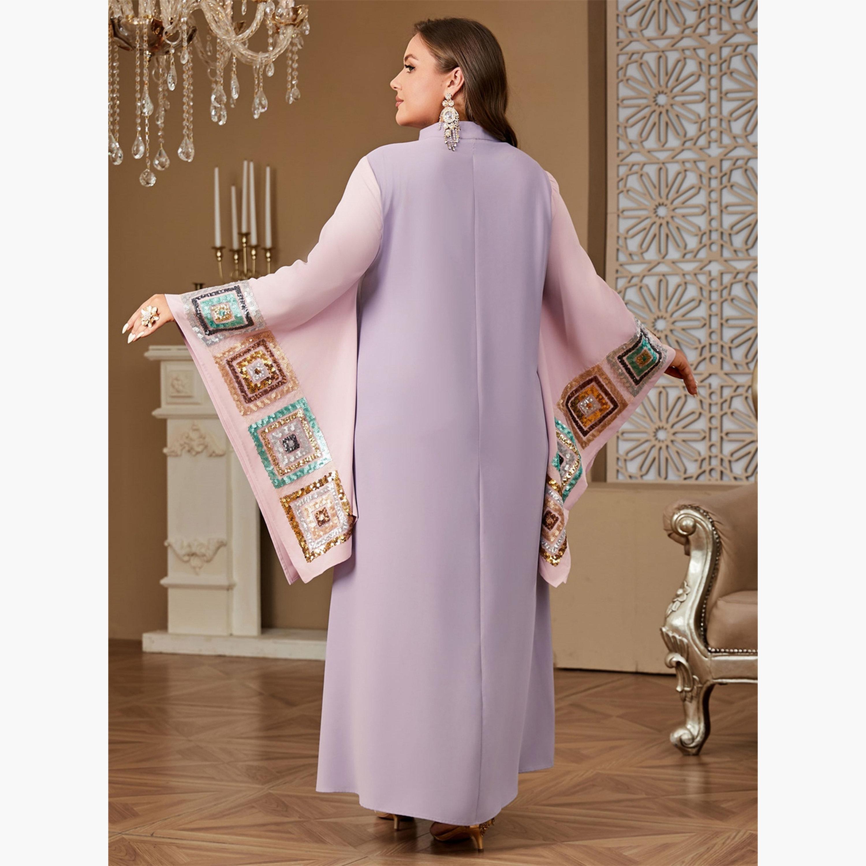Take Two Plus Size Sequin Patch Butterfly Sleeve Jalabiya-women-arabicclothing-jalabiyas-image-3
