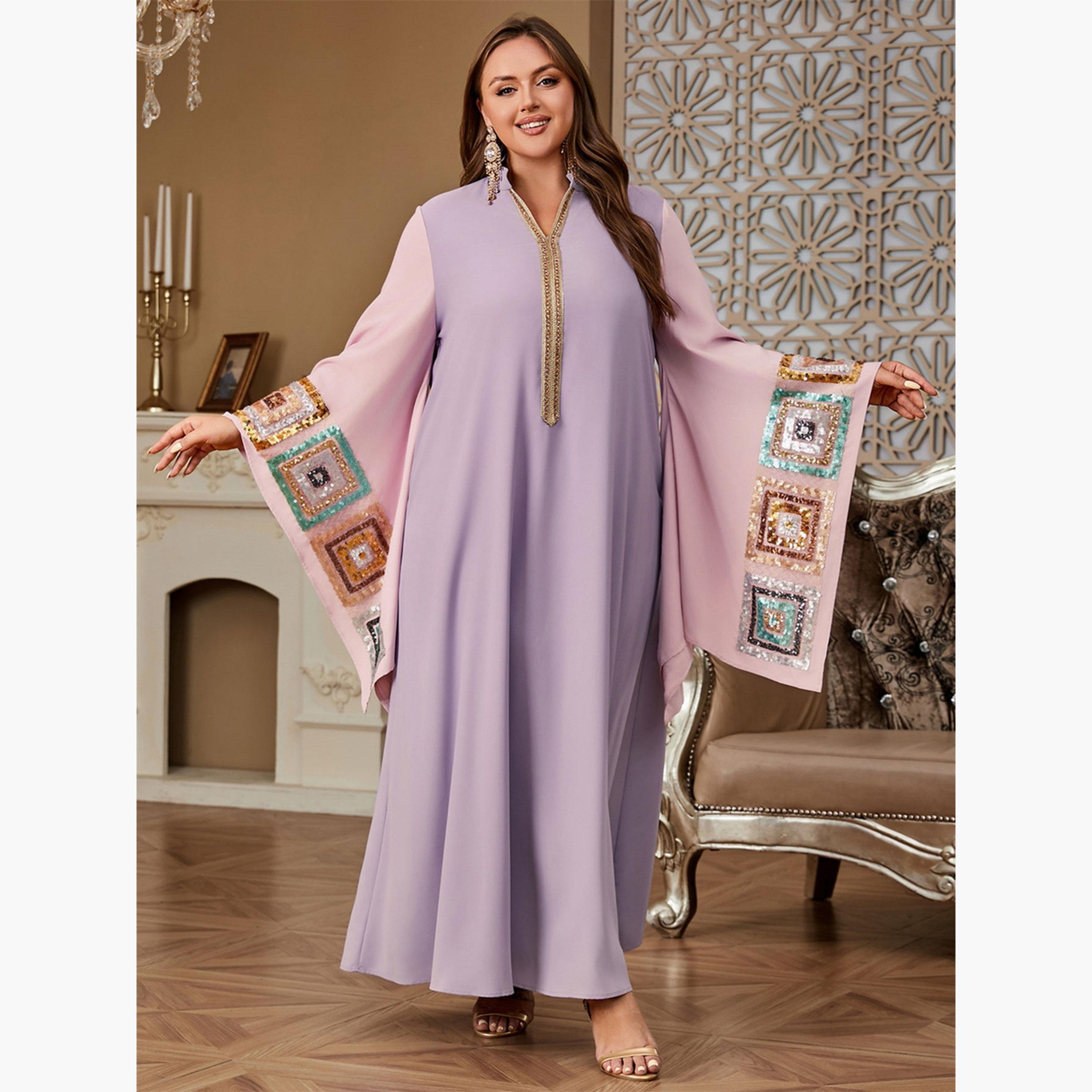 Take Two Plus Size Sequin Patch Butterfly Sleeve Jalabiya-women-arabicclothing-jalabiyas-image-6