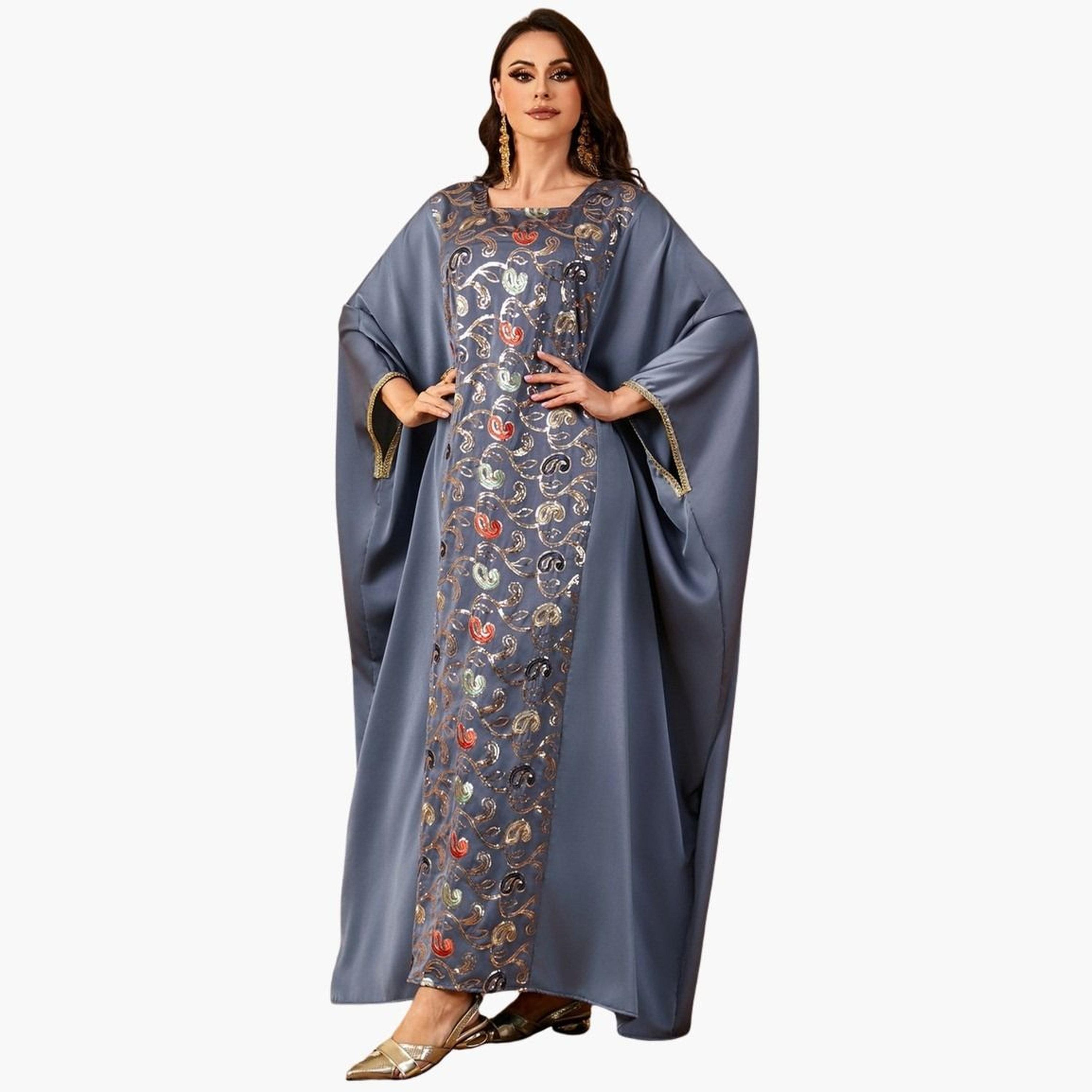 Take Two Women Satin Sequin Embroidery Jalabiya-women-arabicclothing-jalabiyas-image-1