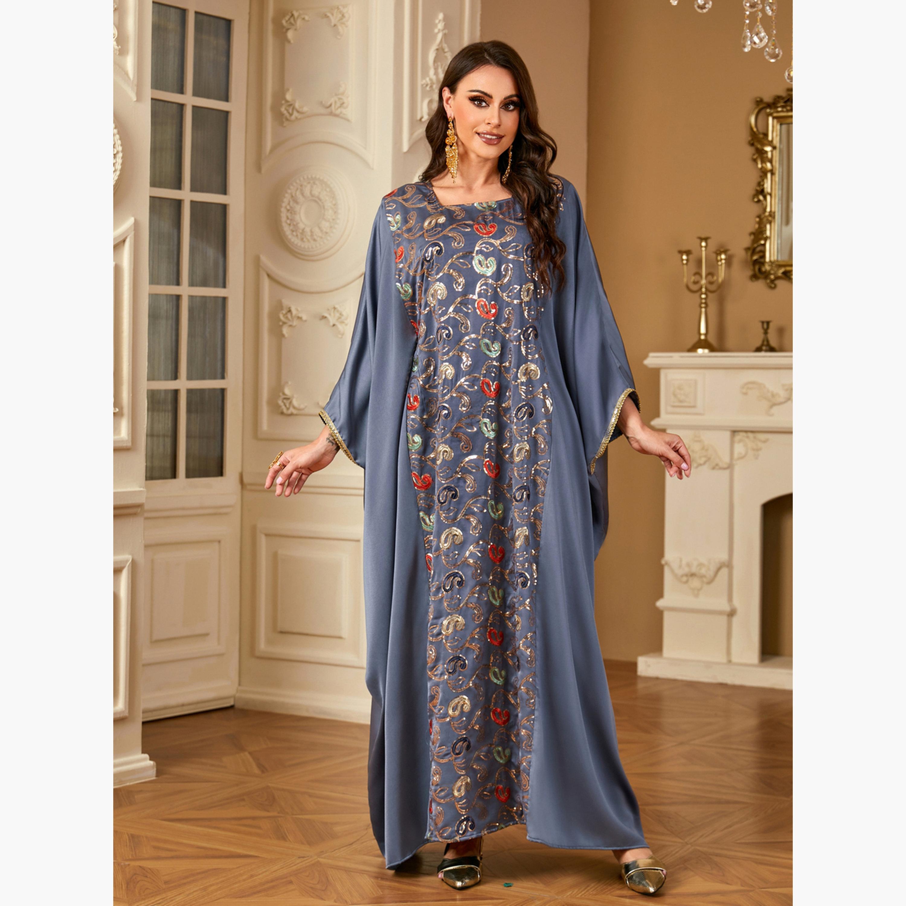 Take Two Women Satin Sequin Embroidery Jalabiya-women-arabicclothing-jalabiyas-image-2