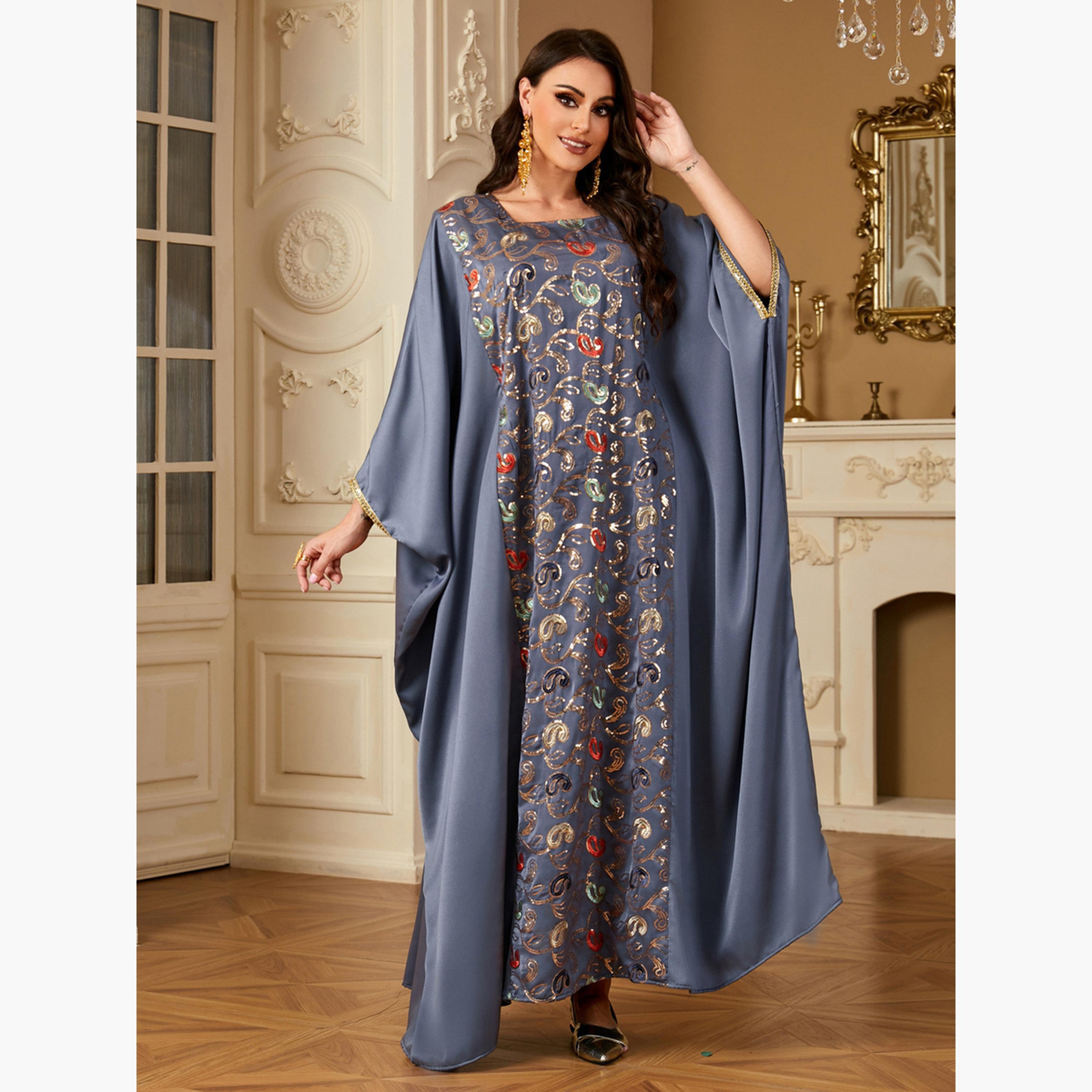Take Two Women Satin Sequin Embroidery Jalabiya-women-arabicclothing-jalabiyas-image-3