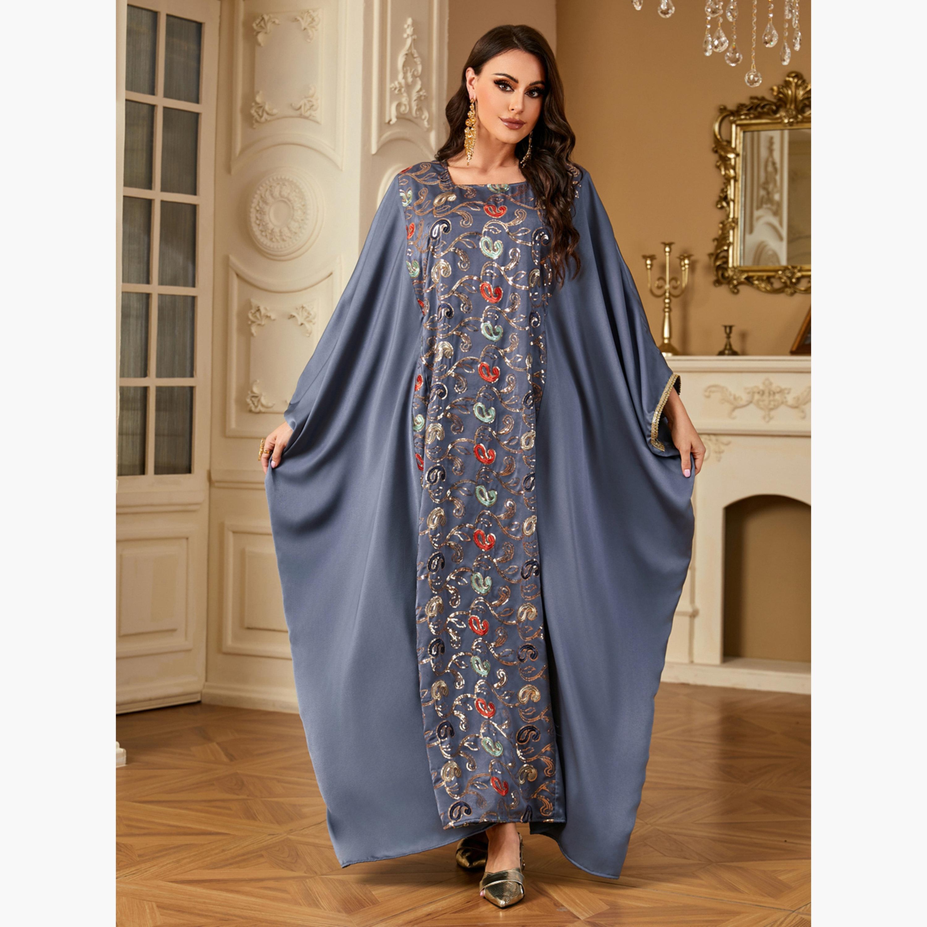Take Two Women Satin Sequin Embroidery Jalabiya-women-arabicclothing-jalabiyas-image-4