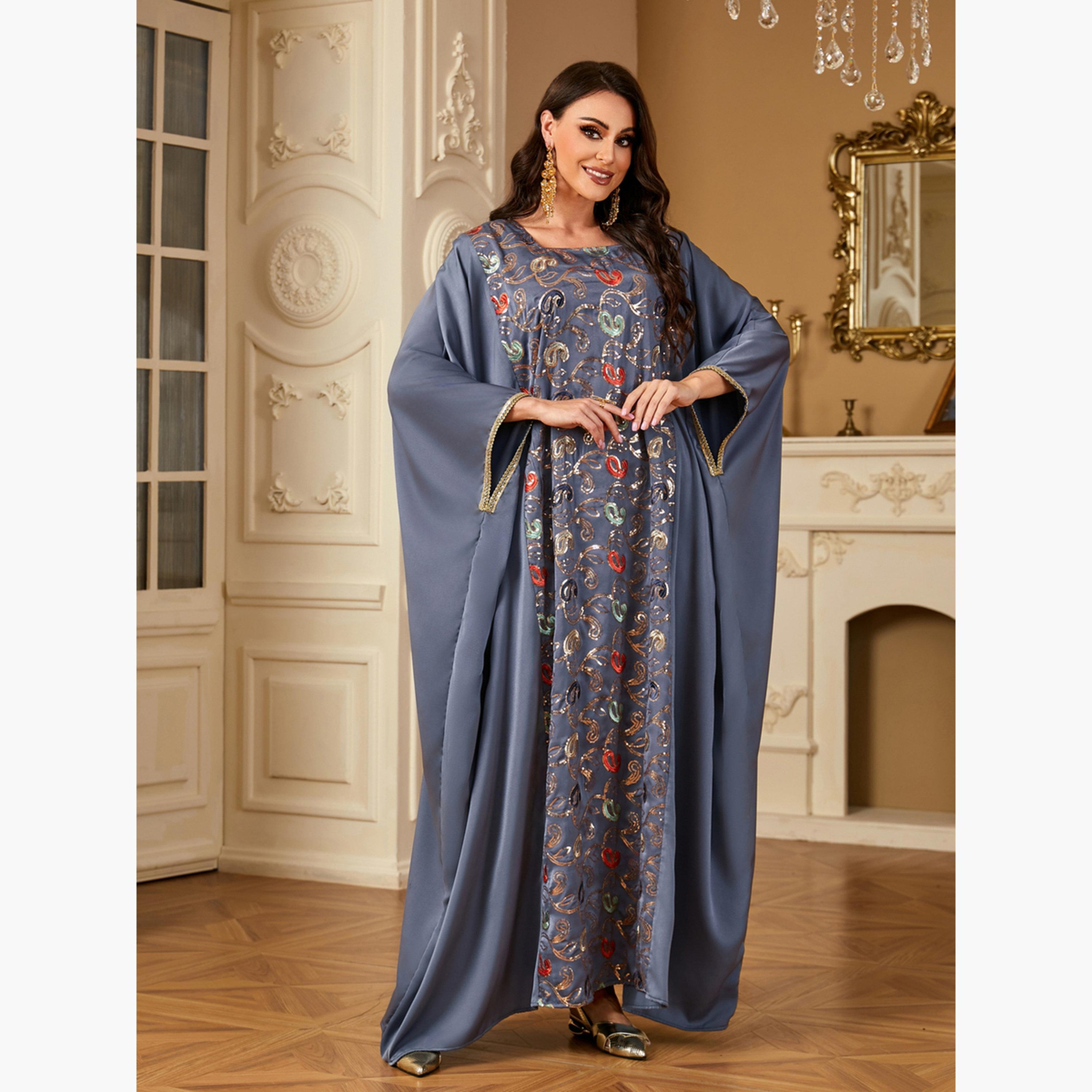 Take Two Women Satin Sequin Embroidery Jalabiya-women-arabicclothing-jalabiyas-image-5