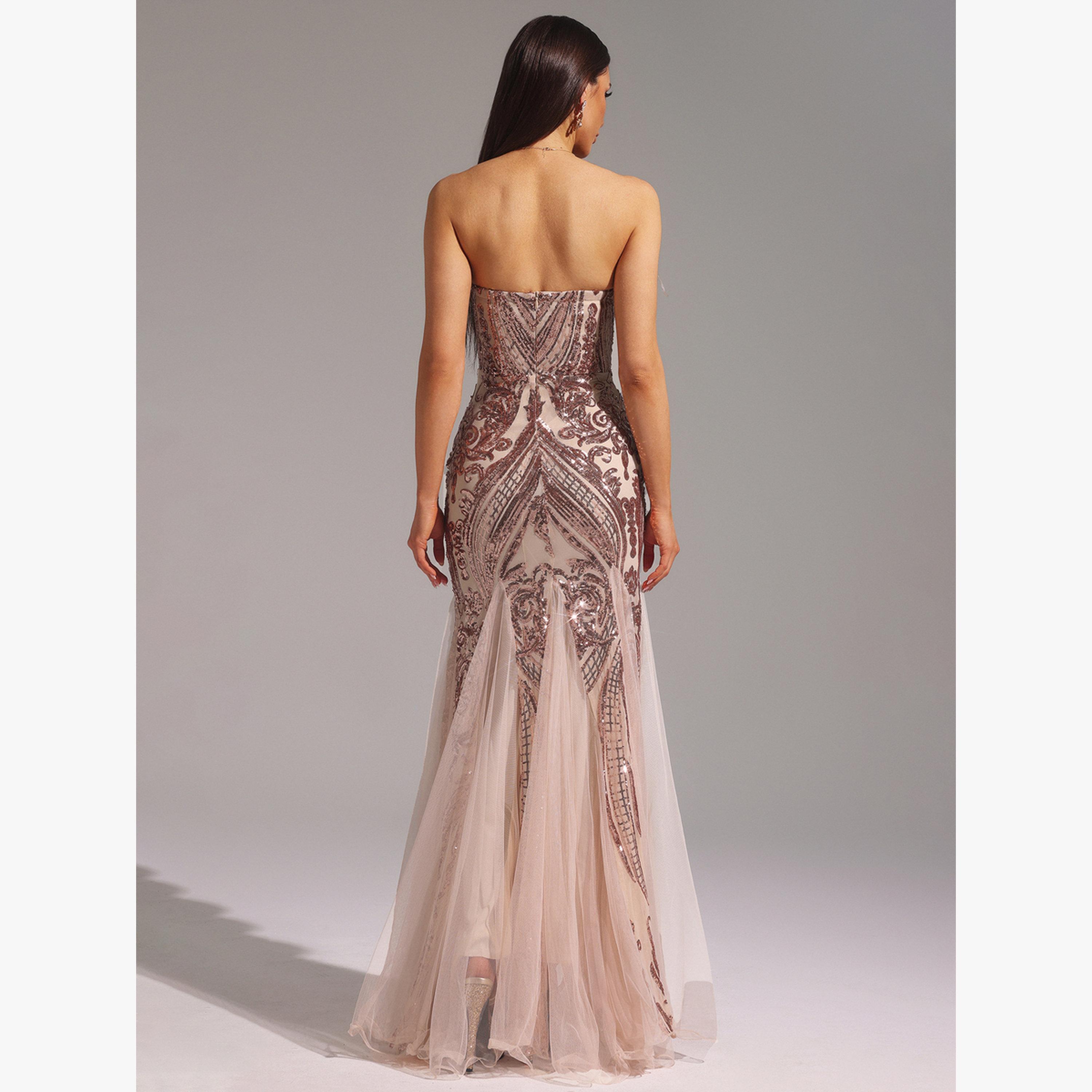 Bella Barnett X Styli Women Faux Feather Sequin Party Maxi Dress-women-clothing-dresses-image-5