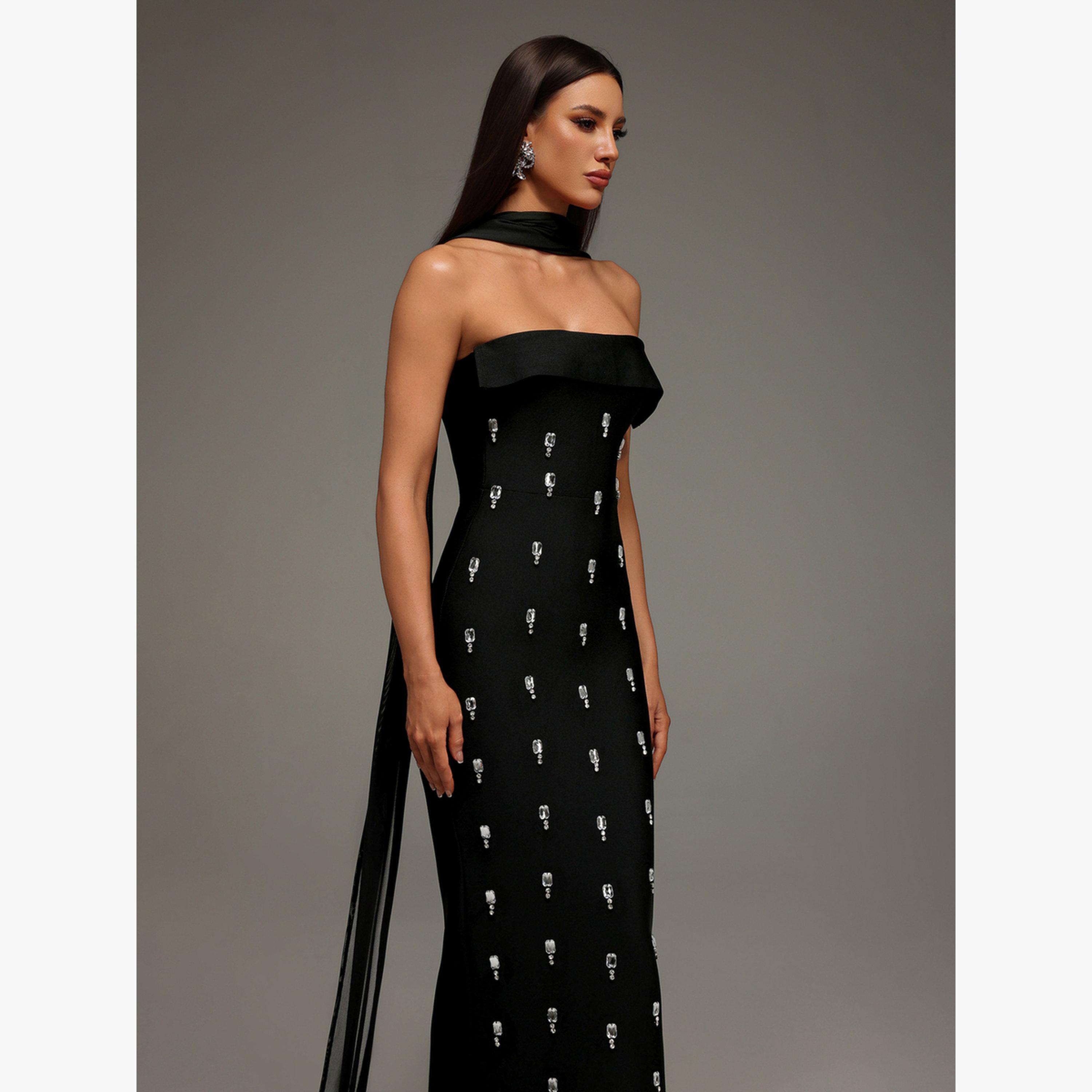 Bella Barnett X Styli Women Halter Neck Embellished Sheath Maxi Dress-women-clothing-dresses-image-4