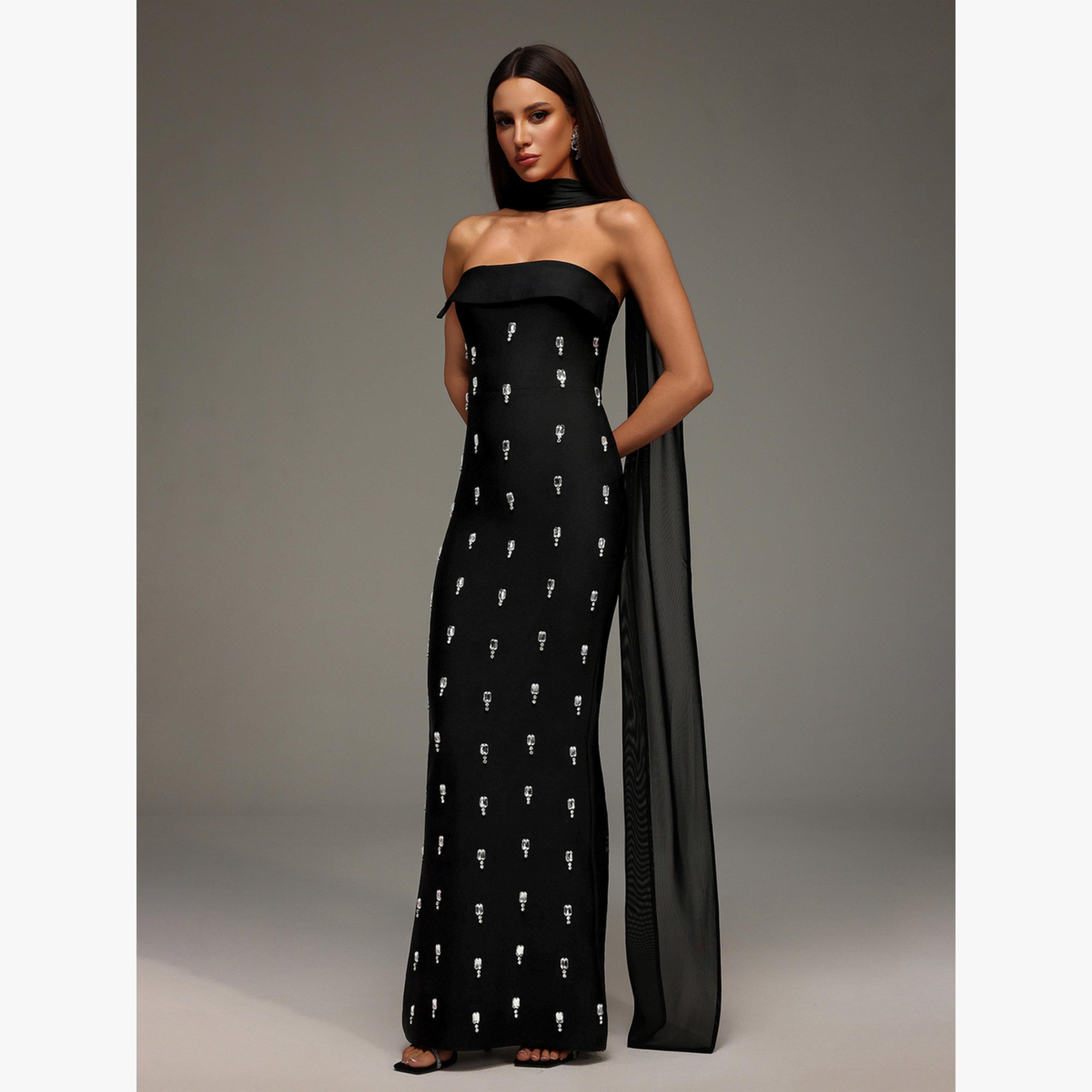 Bella Barnett X Styli Women Halter Neck Embellished Sheath Maxi Dress-women-clothing-dresses-image-5