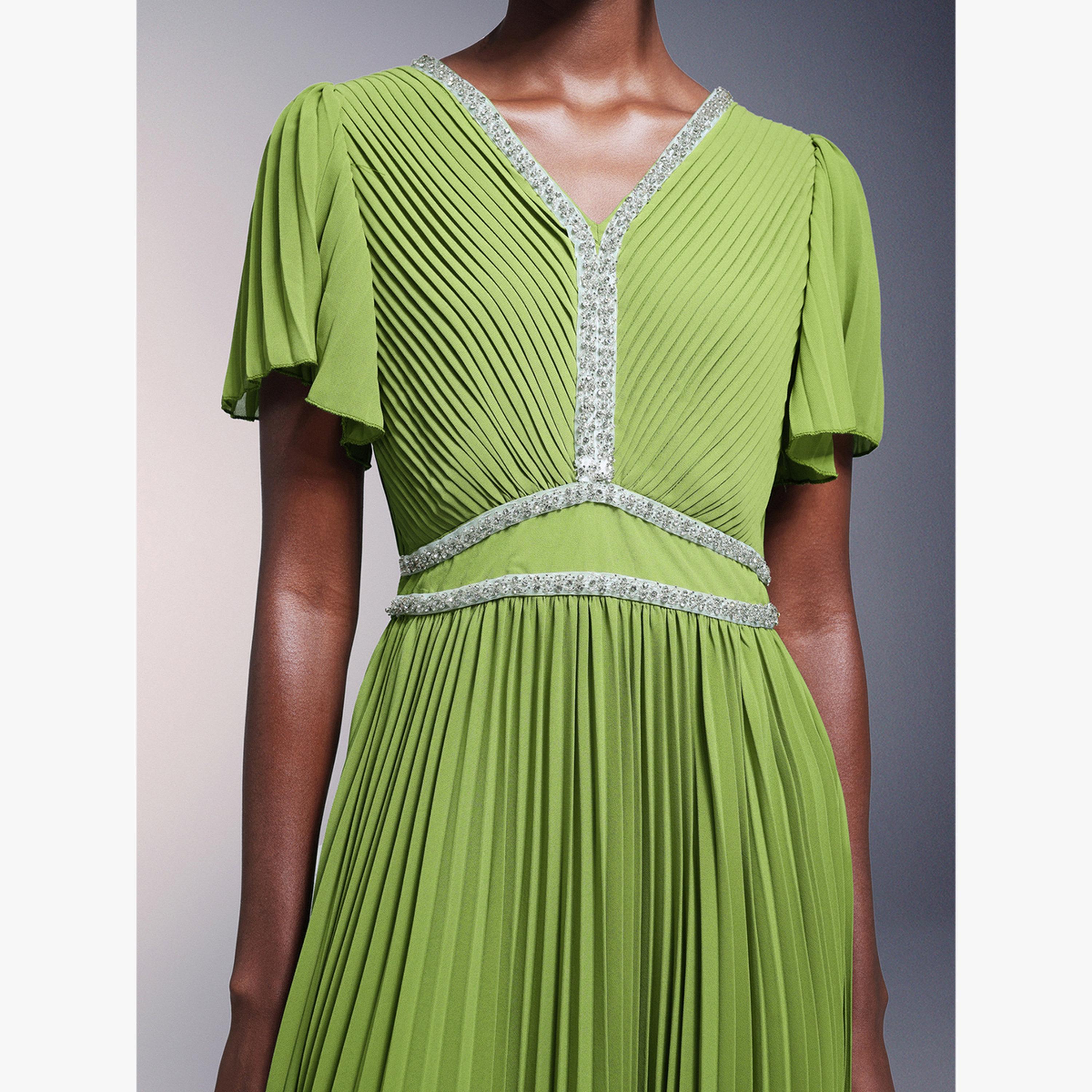 Bella Barnett X Styli Women V Neck Embellished Pleated Maxi Dress-women-clothing-dresses-image-5
