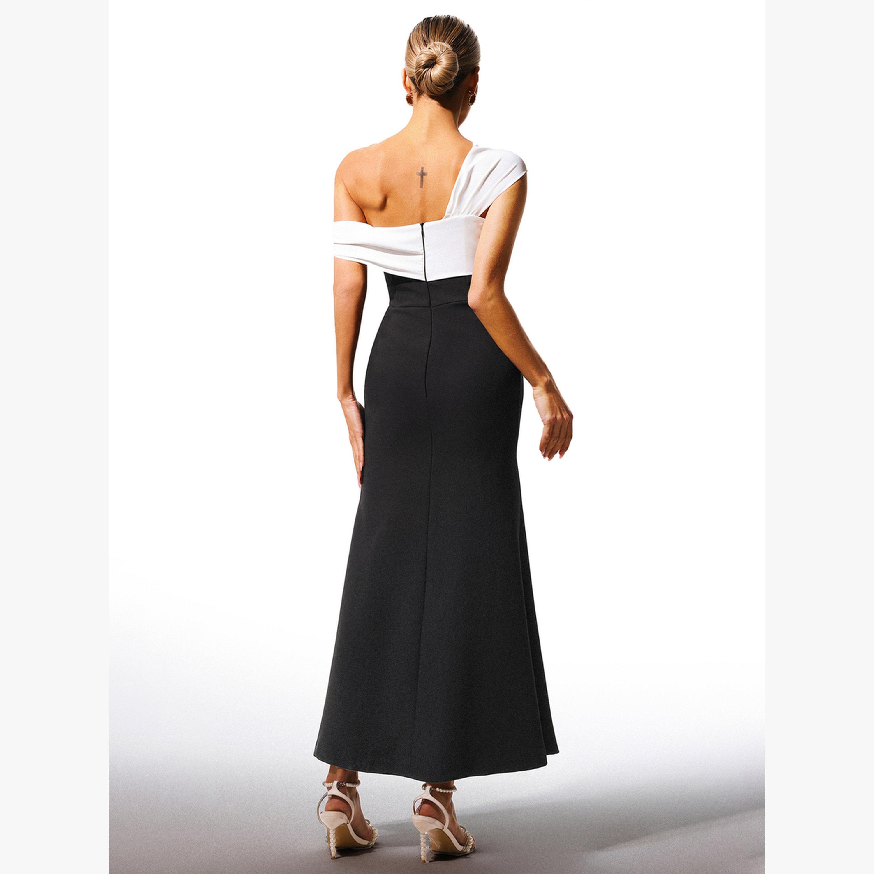 فستان طويل بكتف واحد وتفاصيل مُتباينة-women-clothing-dresses-image-6