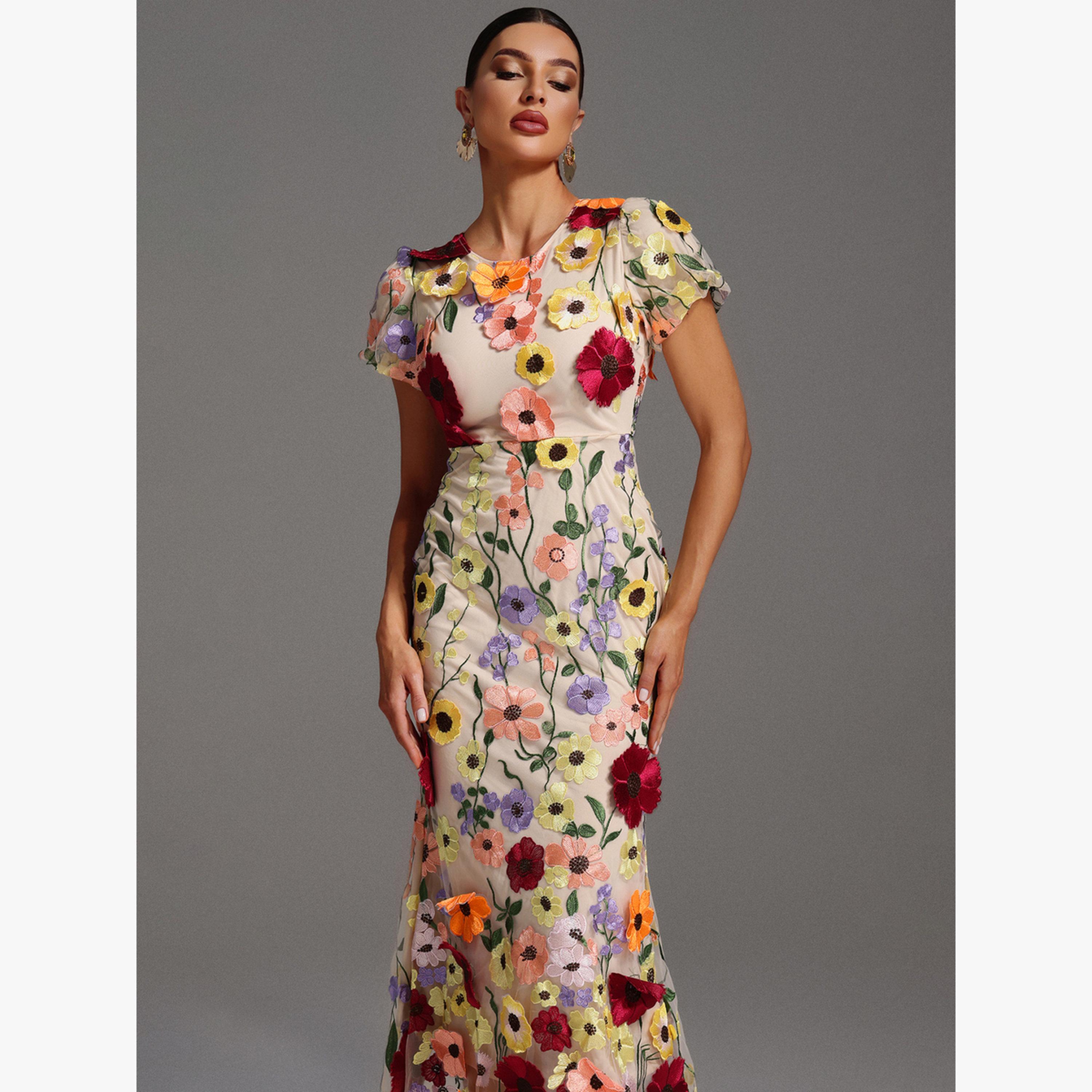 فستان سهرة ميدي مُطرّز بزهور-women-clothing-dresses-image-3