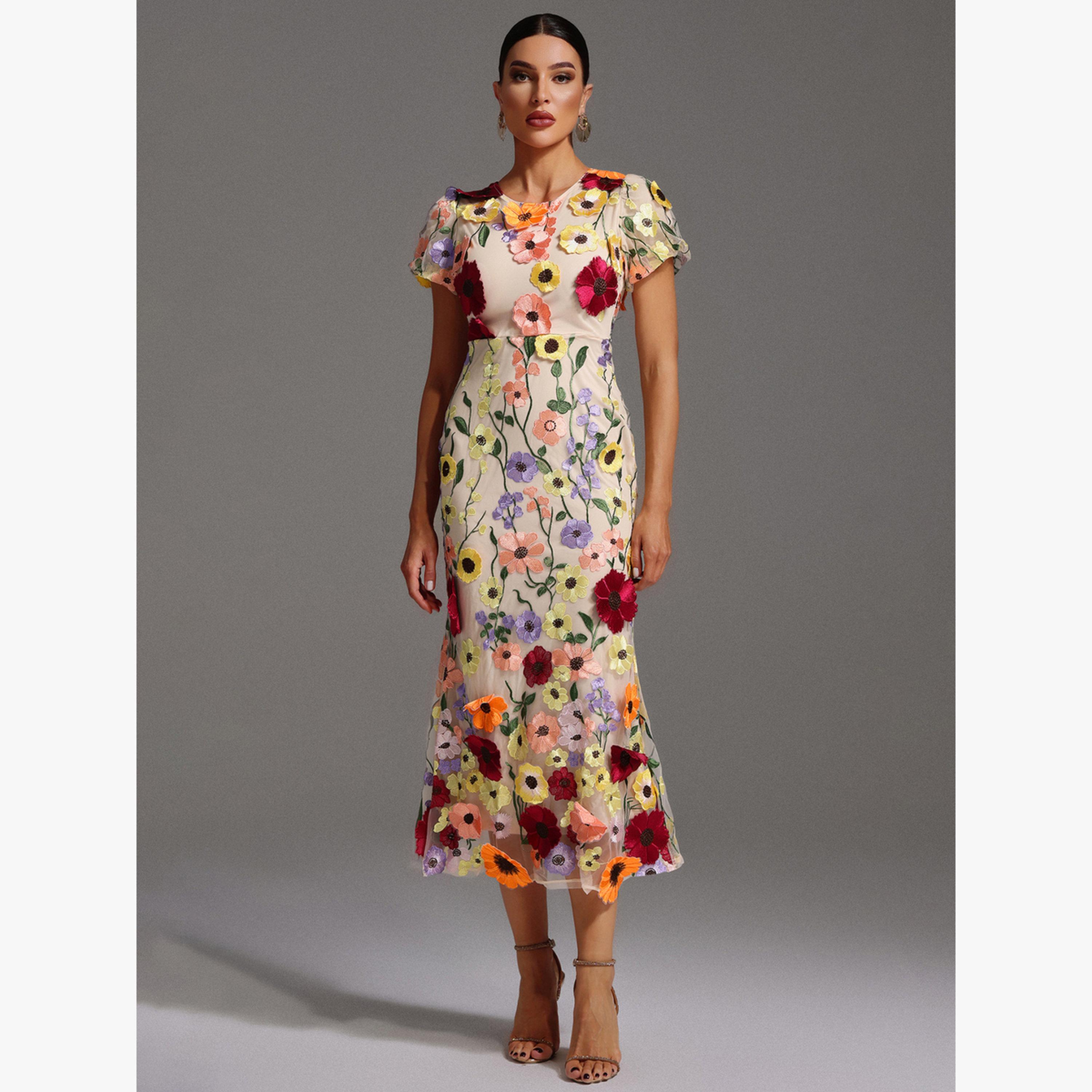 فستان سهرة ميدي مُطرّز بزهور-women-clothing-dresses-image-5