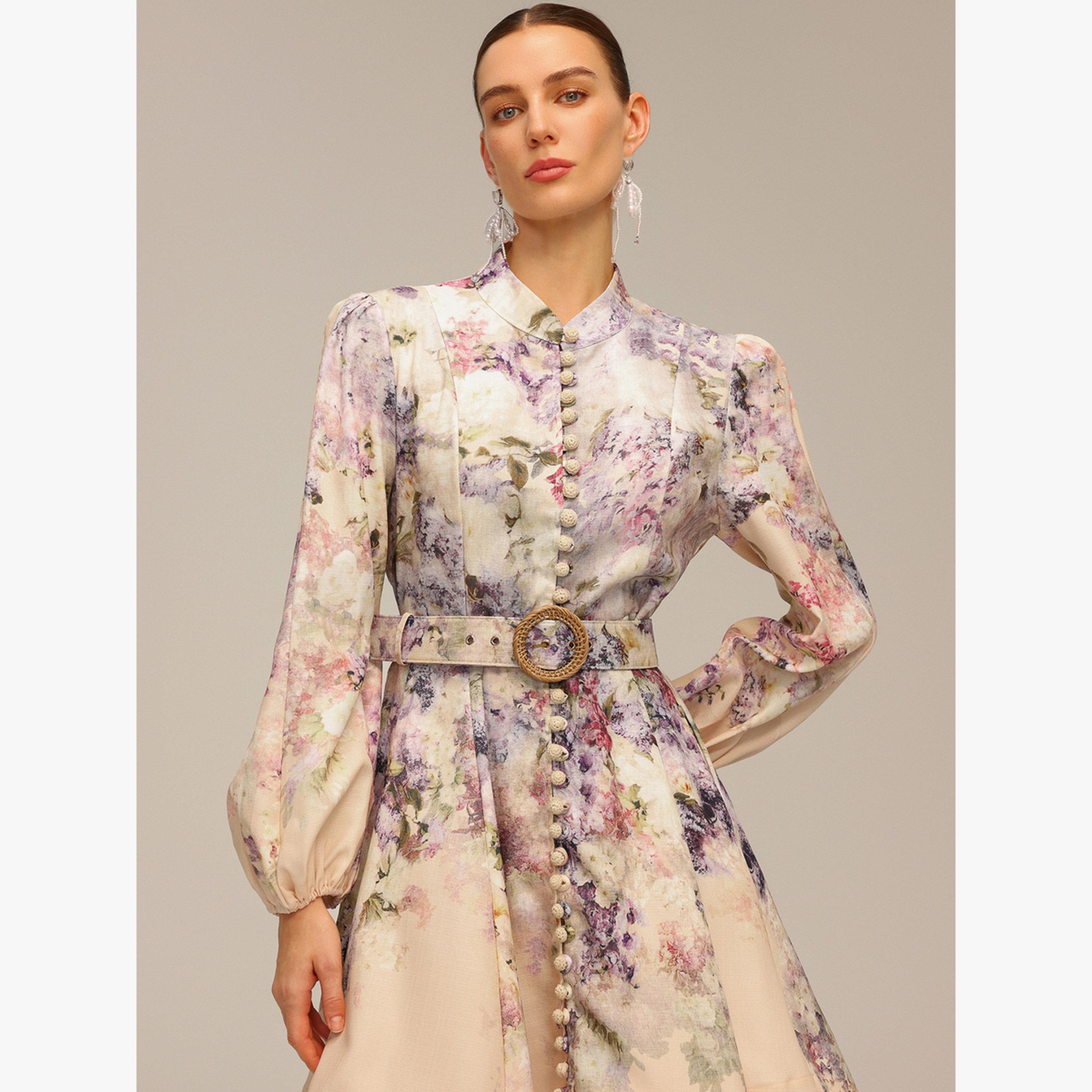 Bella Barnett X Styli Women Floral Print Button Front Belted Mini Dress-women-clothing-dresses-image-2