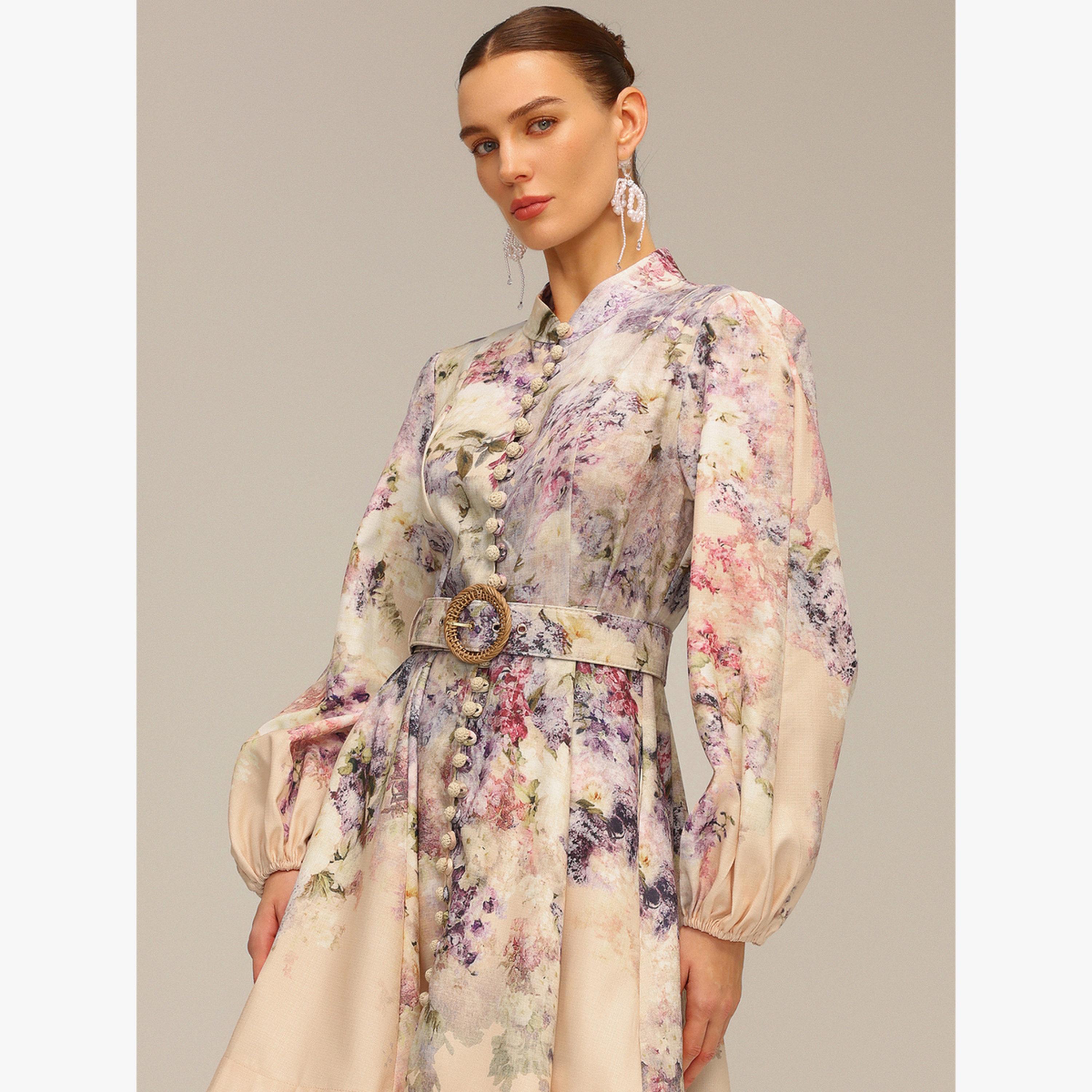 Bella Barnett X Styli Women Floral Print Button Front Belted Mini Dress-women-clothing-dresses-image-4
