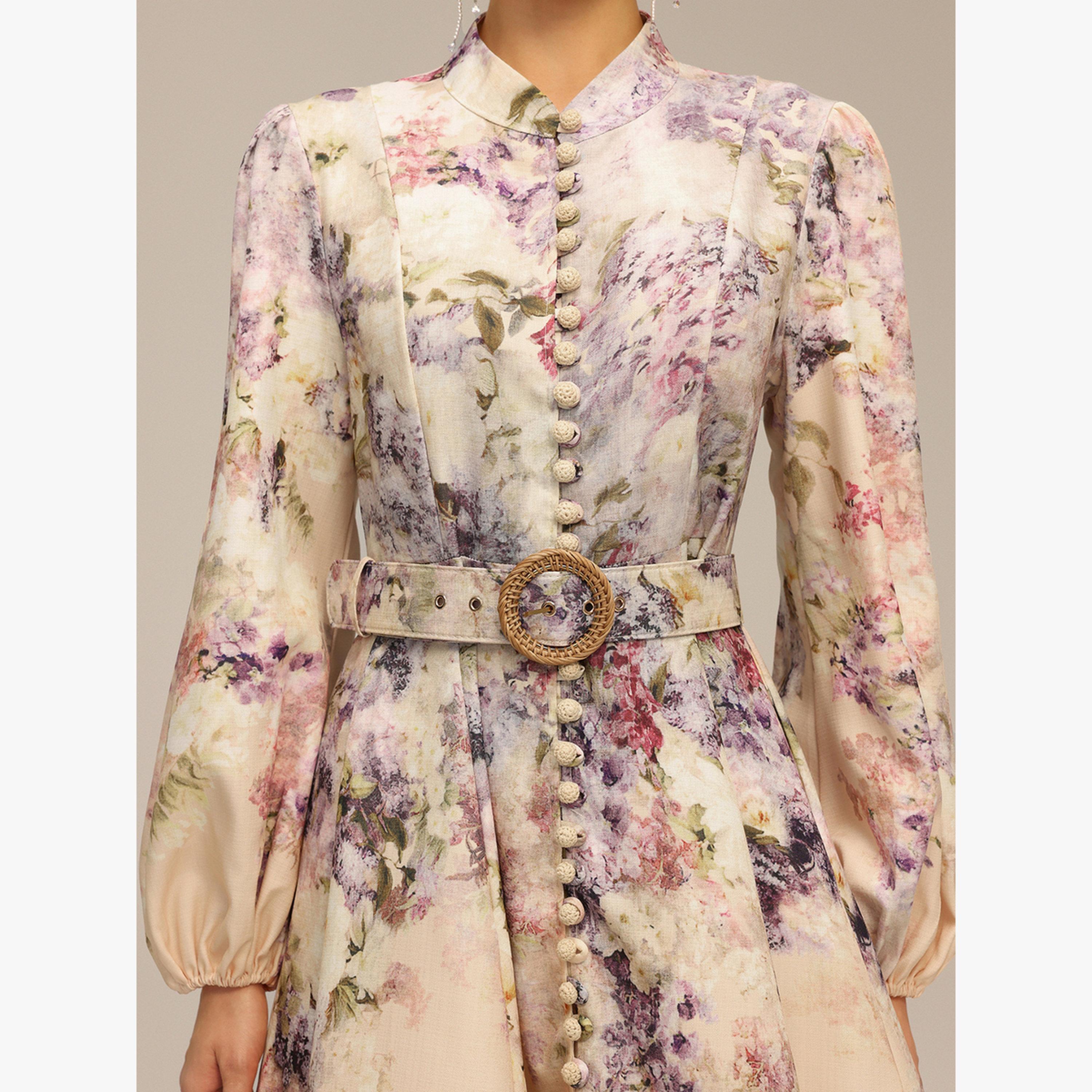 Bella Barnett X Styli Women Floral Print Button Front Belted Mini Dress-women-clothing-dresses-image-5