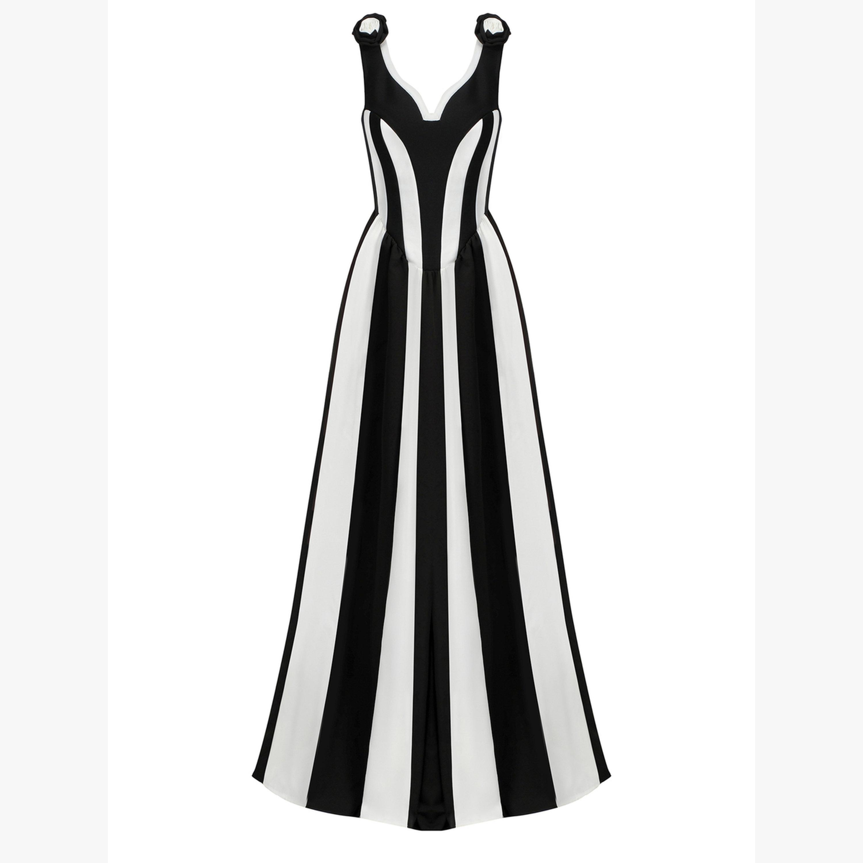 فستان طويل بلا أكمام مزين بزهرة كورساج وشق-women-clothing-dresses-image-2