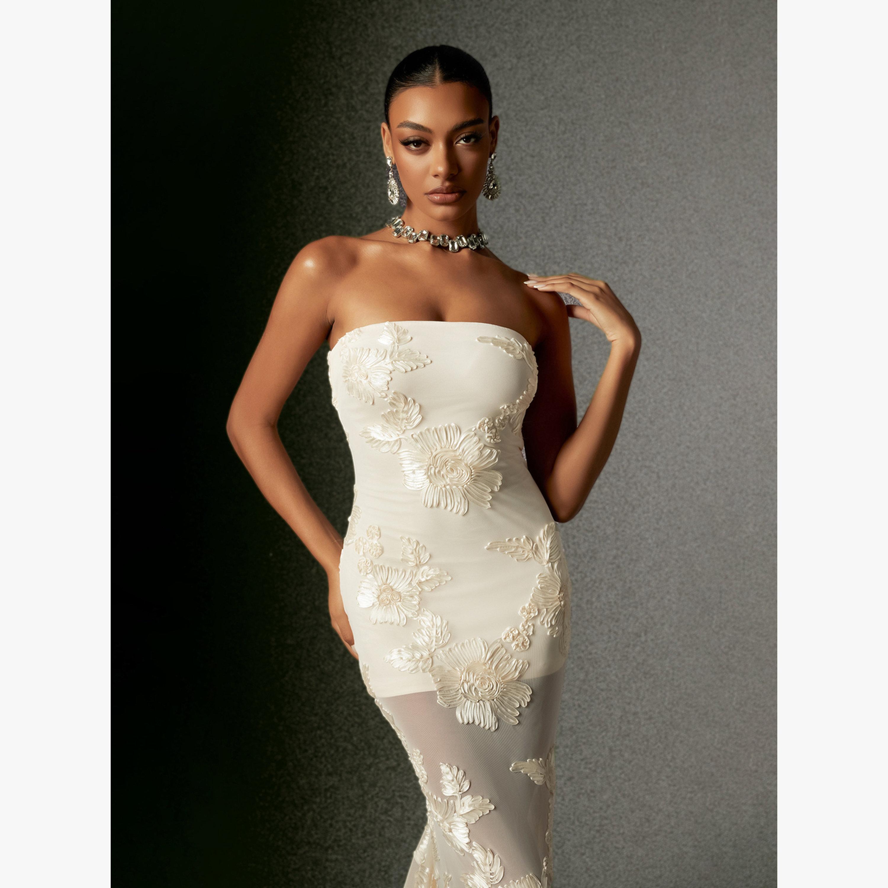 Bella Barnett X Styli Women Strapless Embroidery Flower Mesh Maxi Dress-women-clothing-dresses-image-4