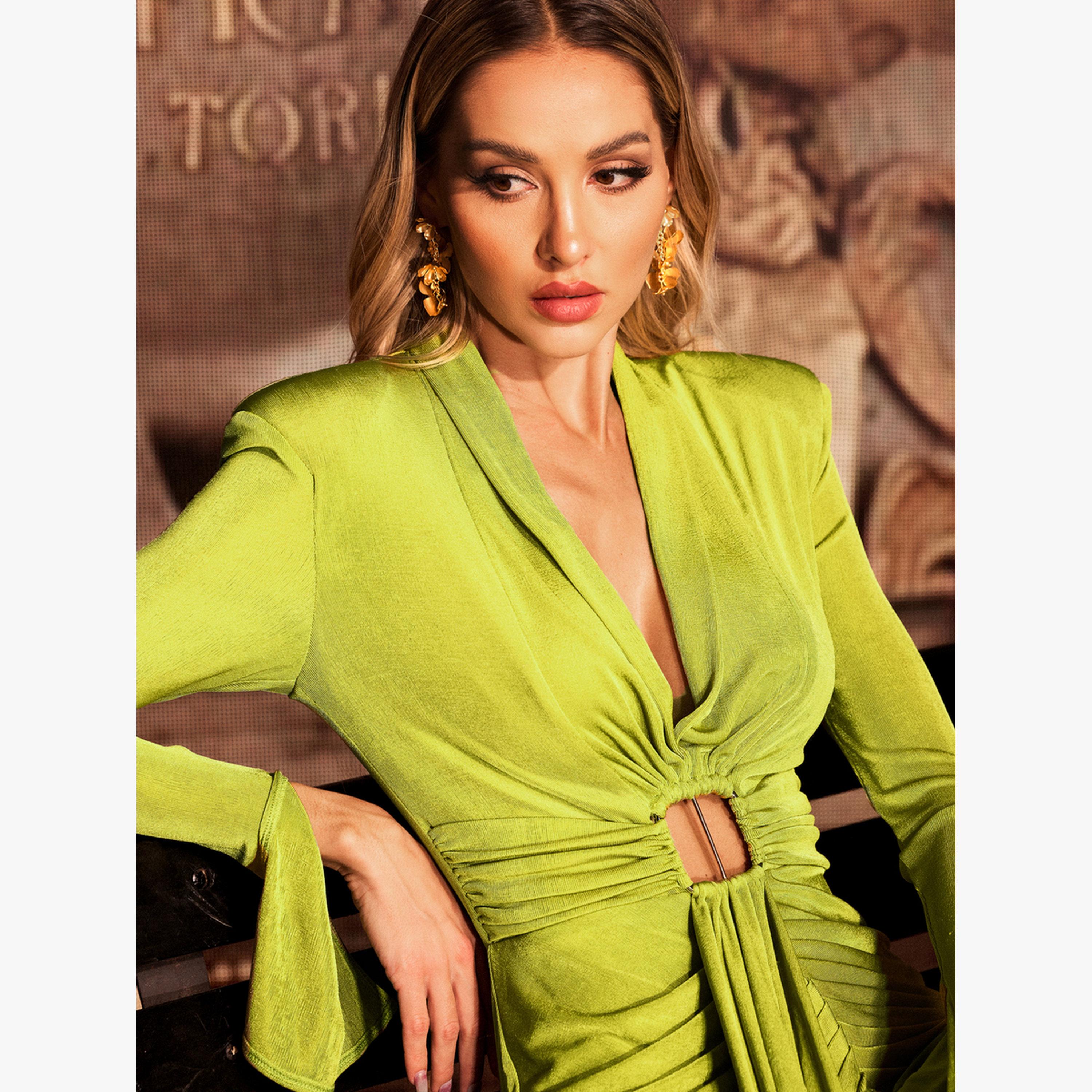 فستان طويل بتفاصيل مقصوصة وشق-women-clothing-dresses-image-6
