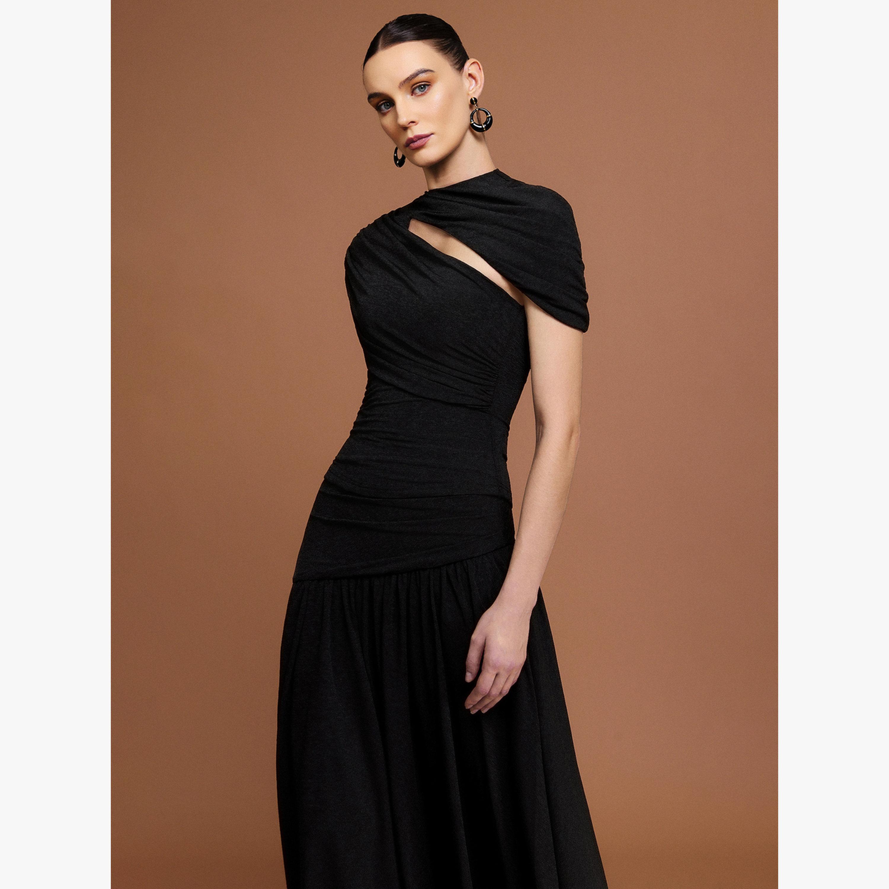 طقم منسق من تنورة بحافة غير متماثلة وبلوزة بفتحات-women-clothing-coordsets-image-2