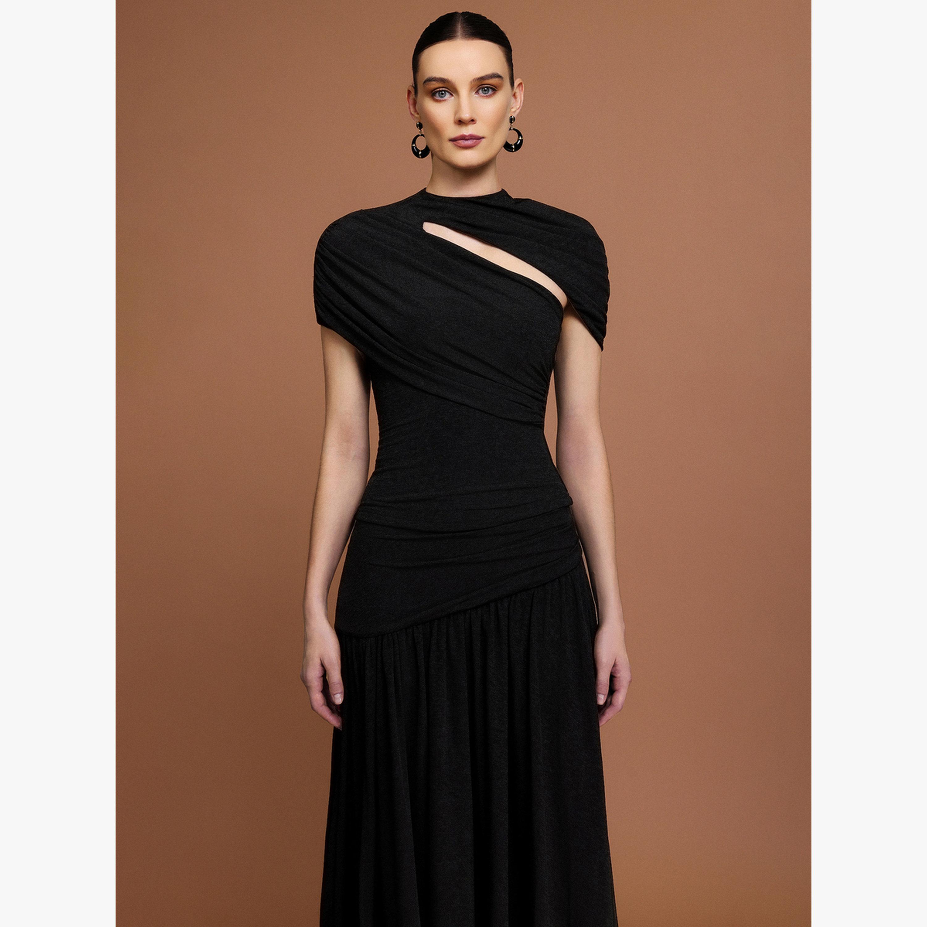 طقم منسق من تنورة بحافة غير متماثلة وبلوزة بفتحات-women-clothing-coordsets-image-3