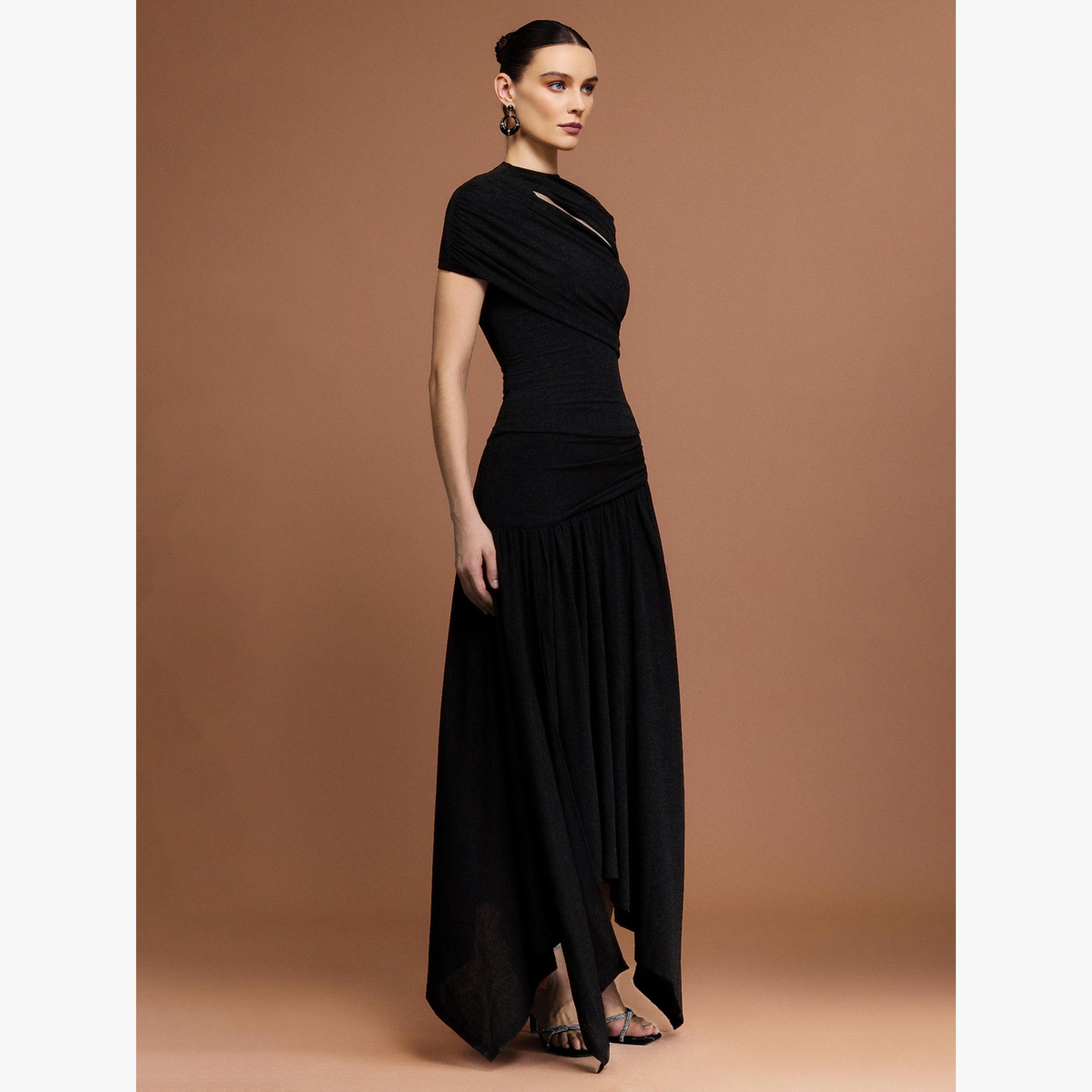 طقم منسق من تنورة بحافة غير متماثلة وبلوزة بفتحات-women-clothing-coordsets-image-4