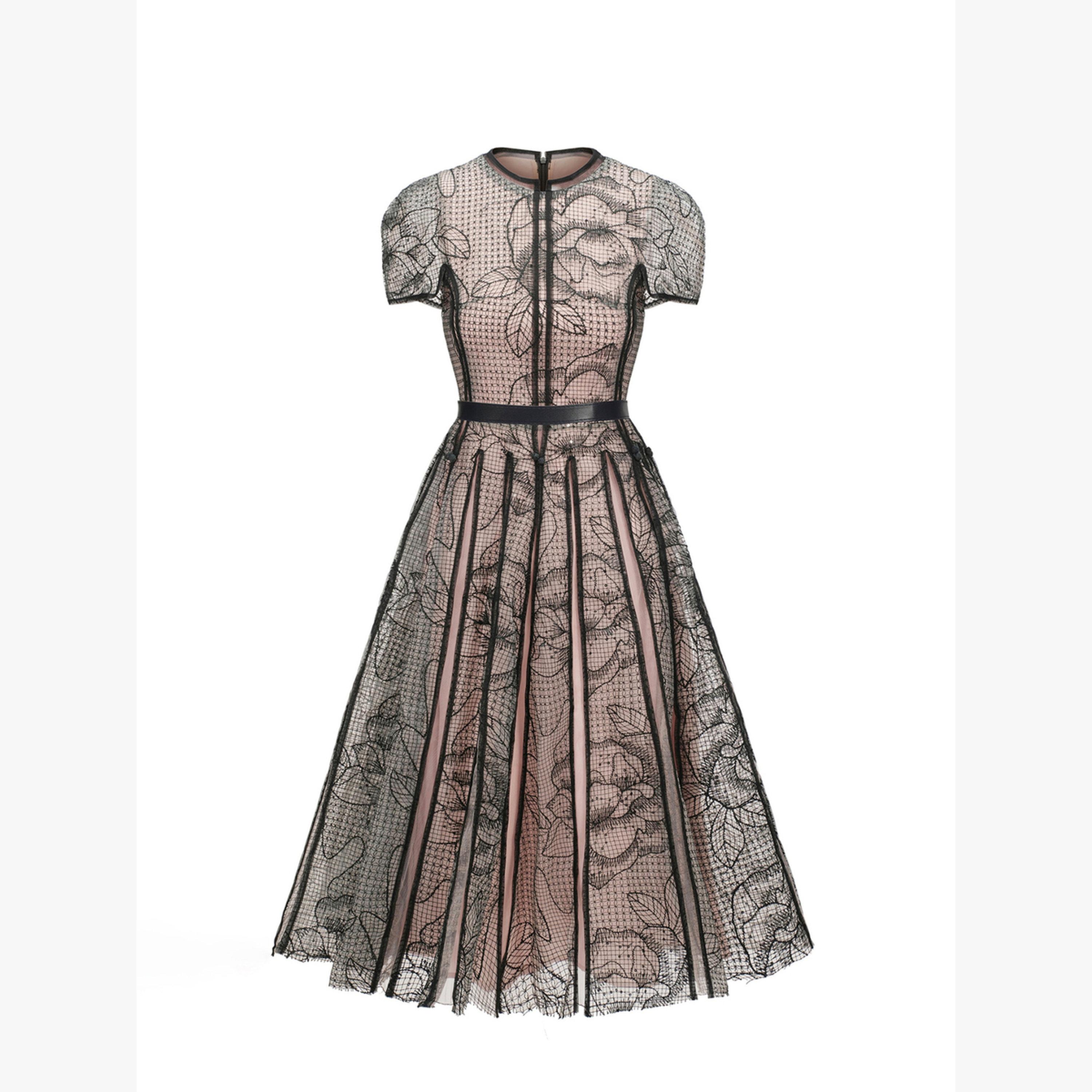 فستان بطول الركبة بأكمام قصيرة وتفاصيل جاكار-women-clothing-dresses-image-6