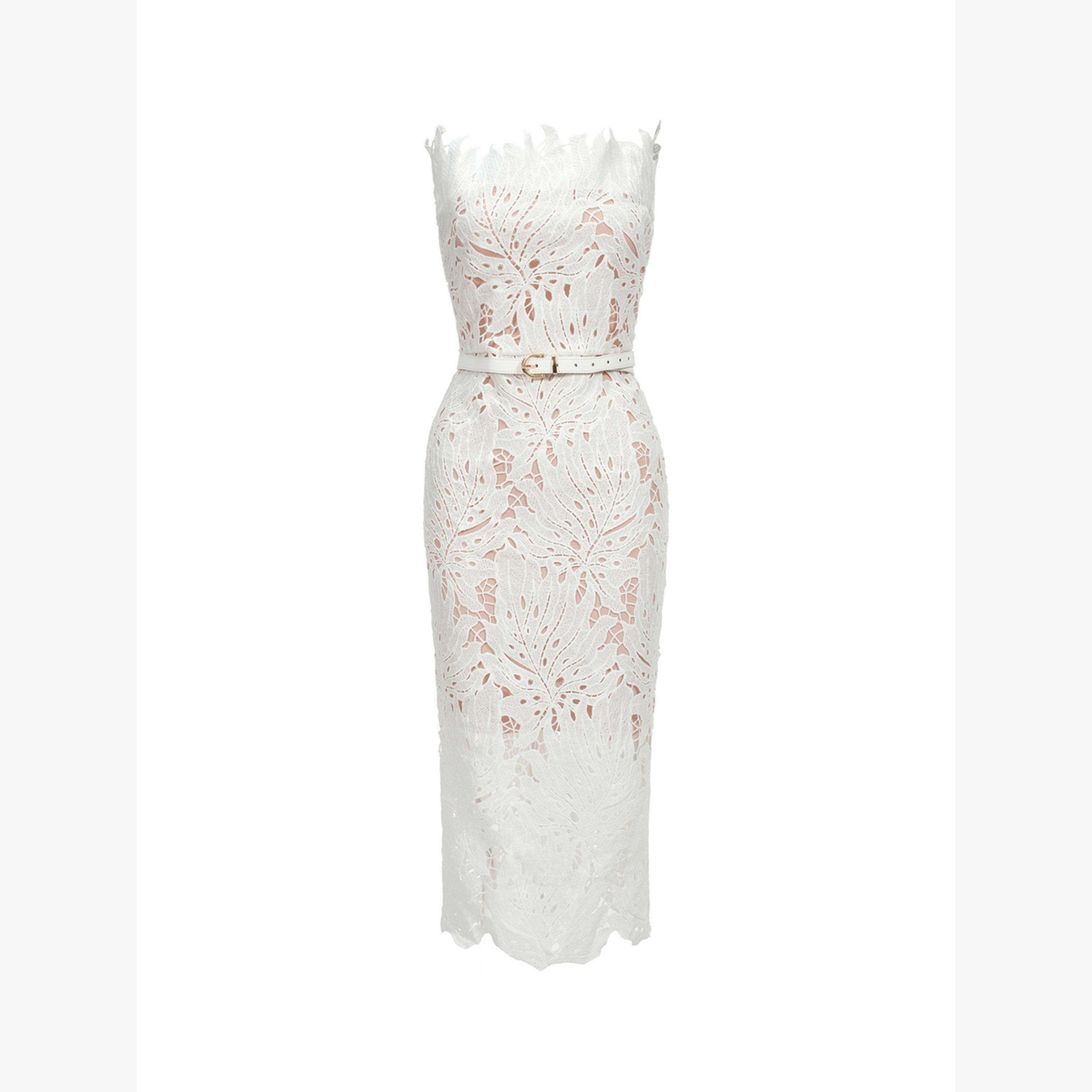فستان ميدي بلا أربطة وتفاصيل دانتيل مع خصر ضيق-women-clothing-dresses-image-2