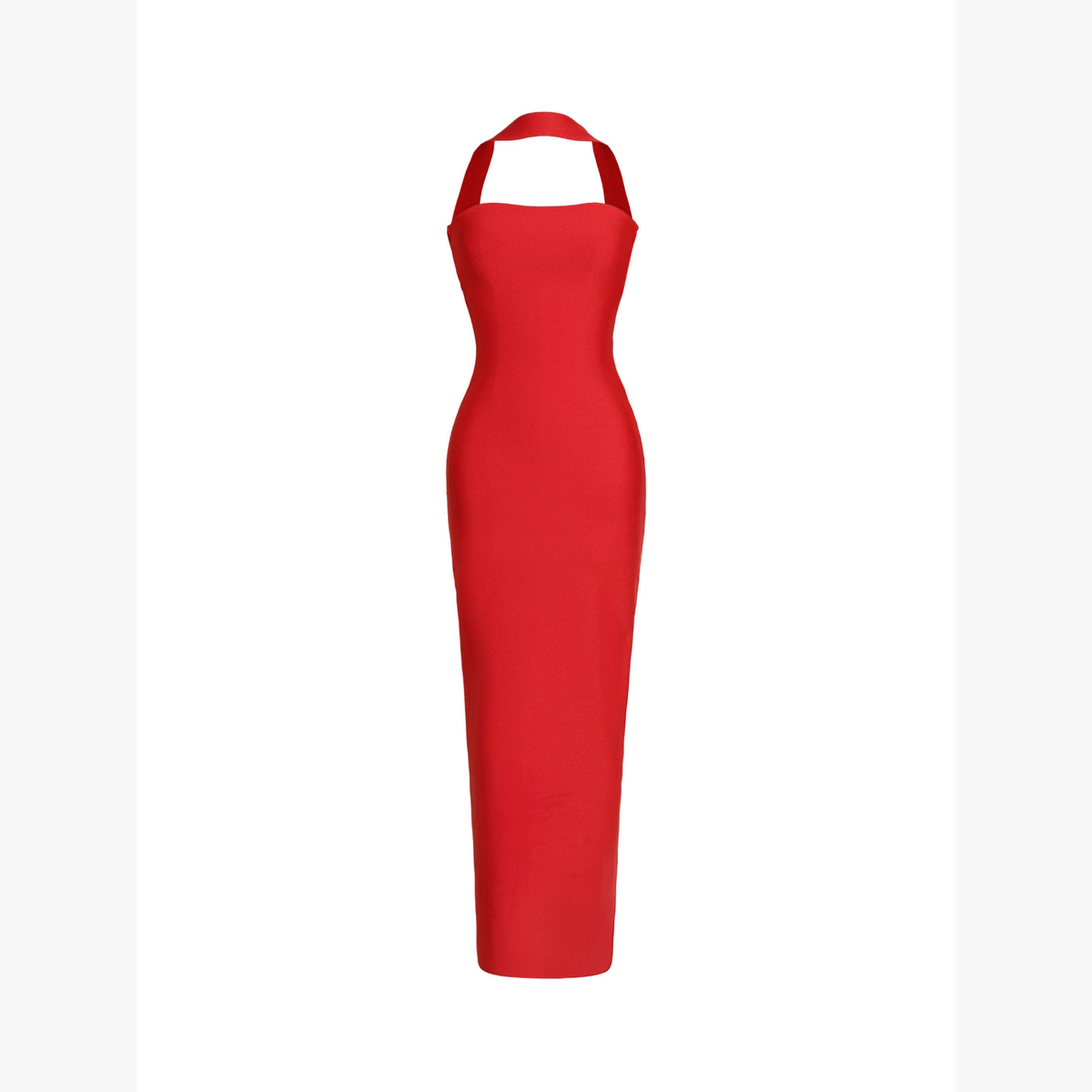 Bella Barnett X Styli Women Solid Halter Neck Sheath Maxi Dress-women-clothing-dresses-image-2