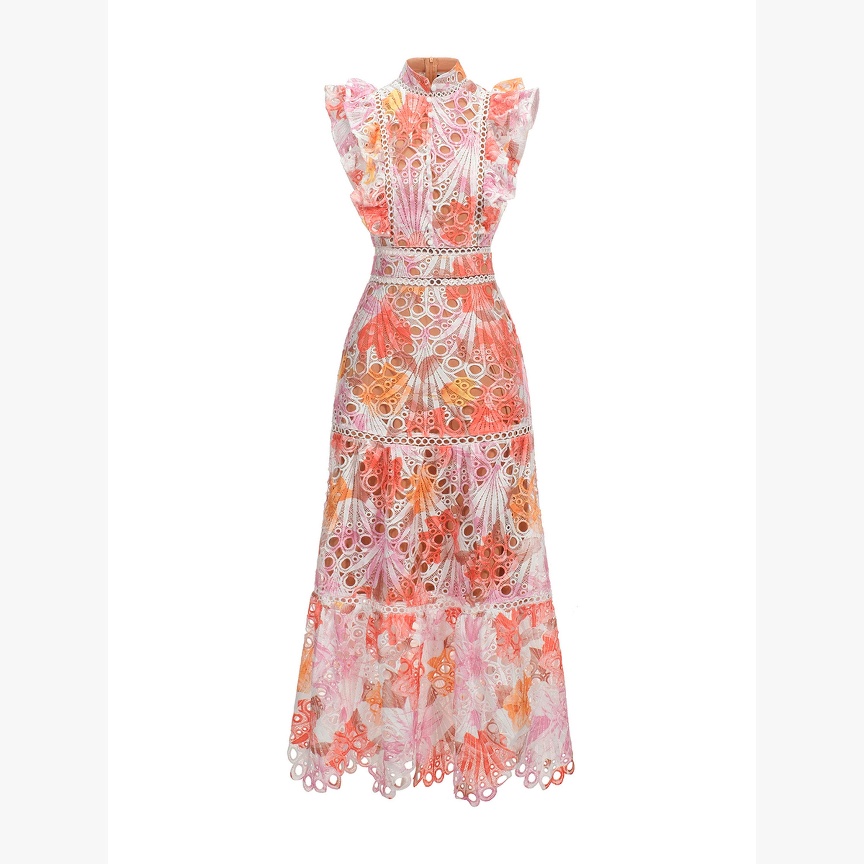 فستان ميدي بلا أكمام وتفاصيل دانتيل مزين بزهور-women-clothing-dresses-image-2