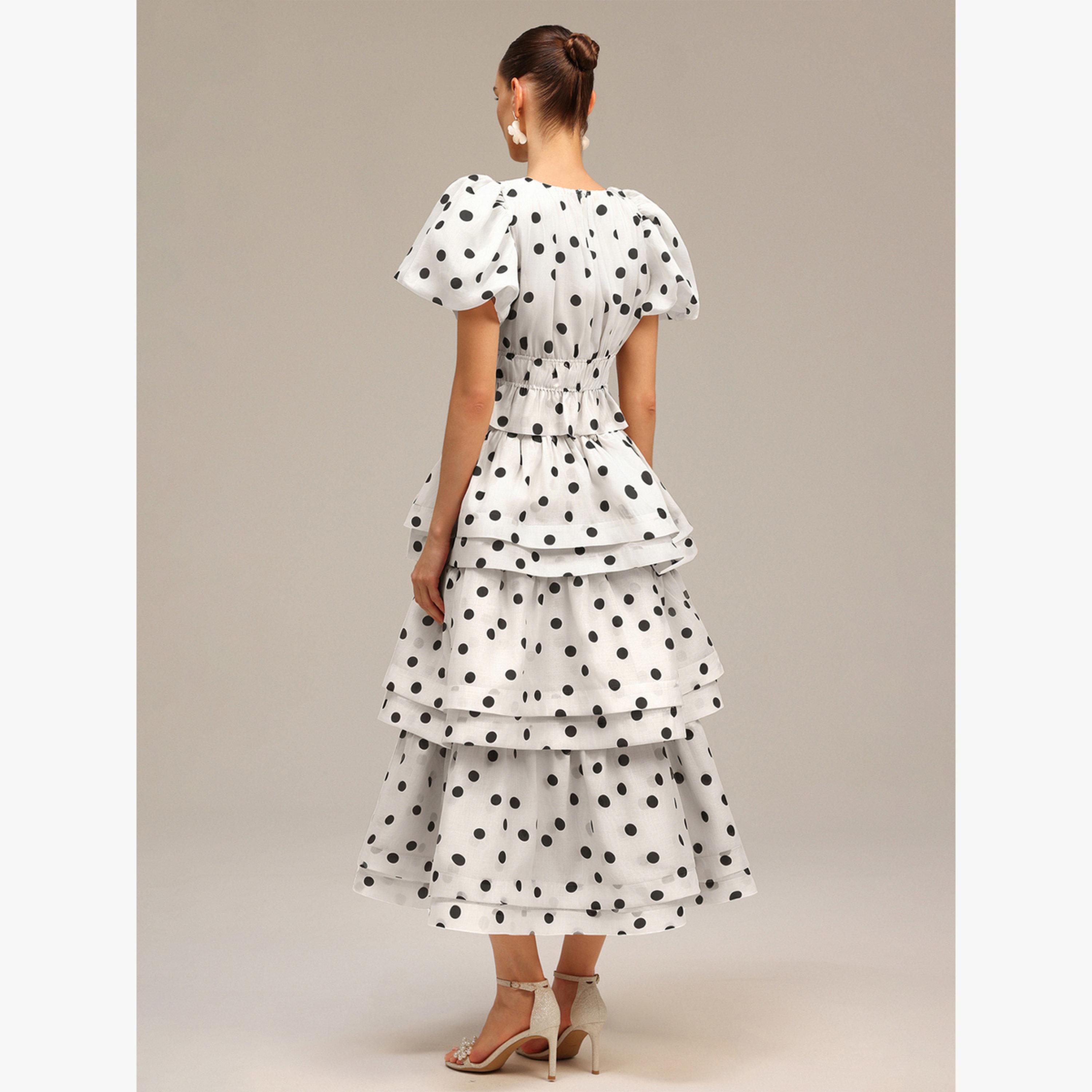 طقم منسق من تنورة بطبقات وبلوزة بأكمام منفوخة-women-clothing-coordsets-image-6