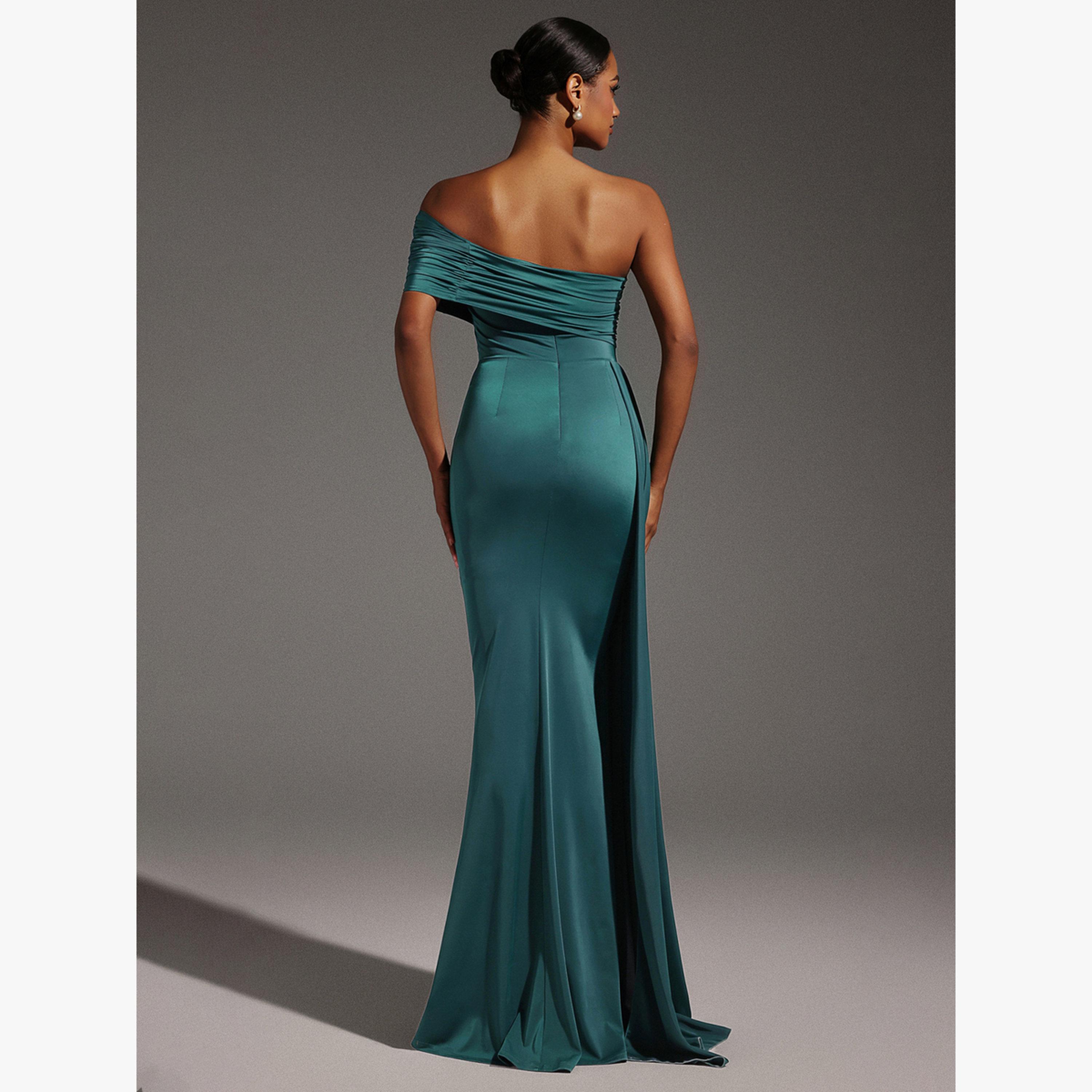 Bella Barnett X Styli Women Solid Sleeveless One Shoulder Fold Maxi Dress-women-clothing-dresses-image-6
