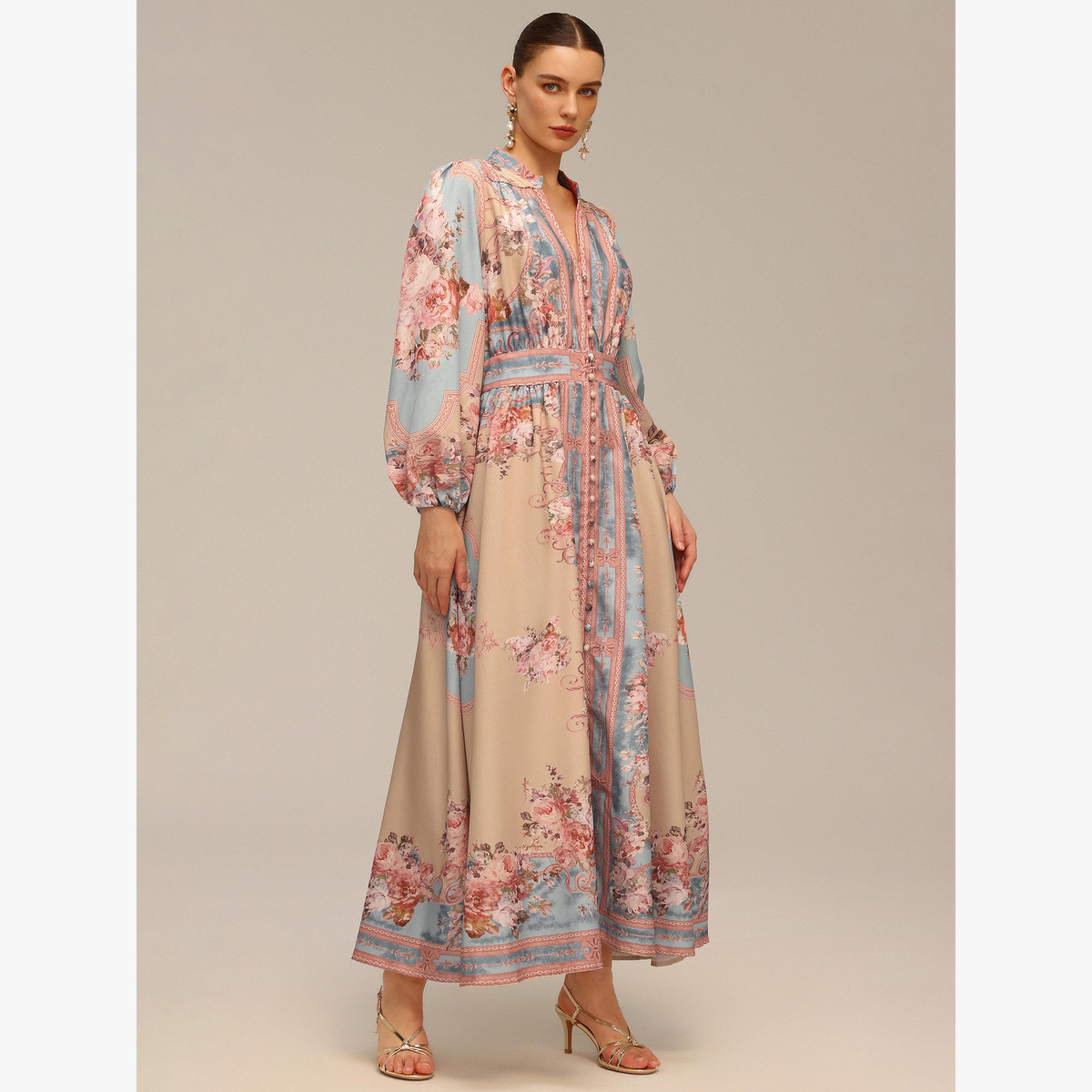 Bella Barnett X Styli Women Floral Print Lantern Sleeve Maxi Dress-women-clothing-dresses-image-2