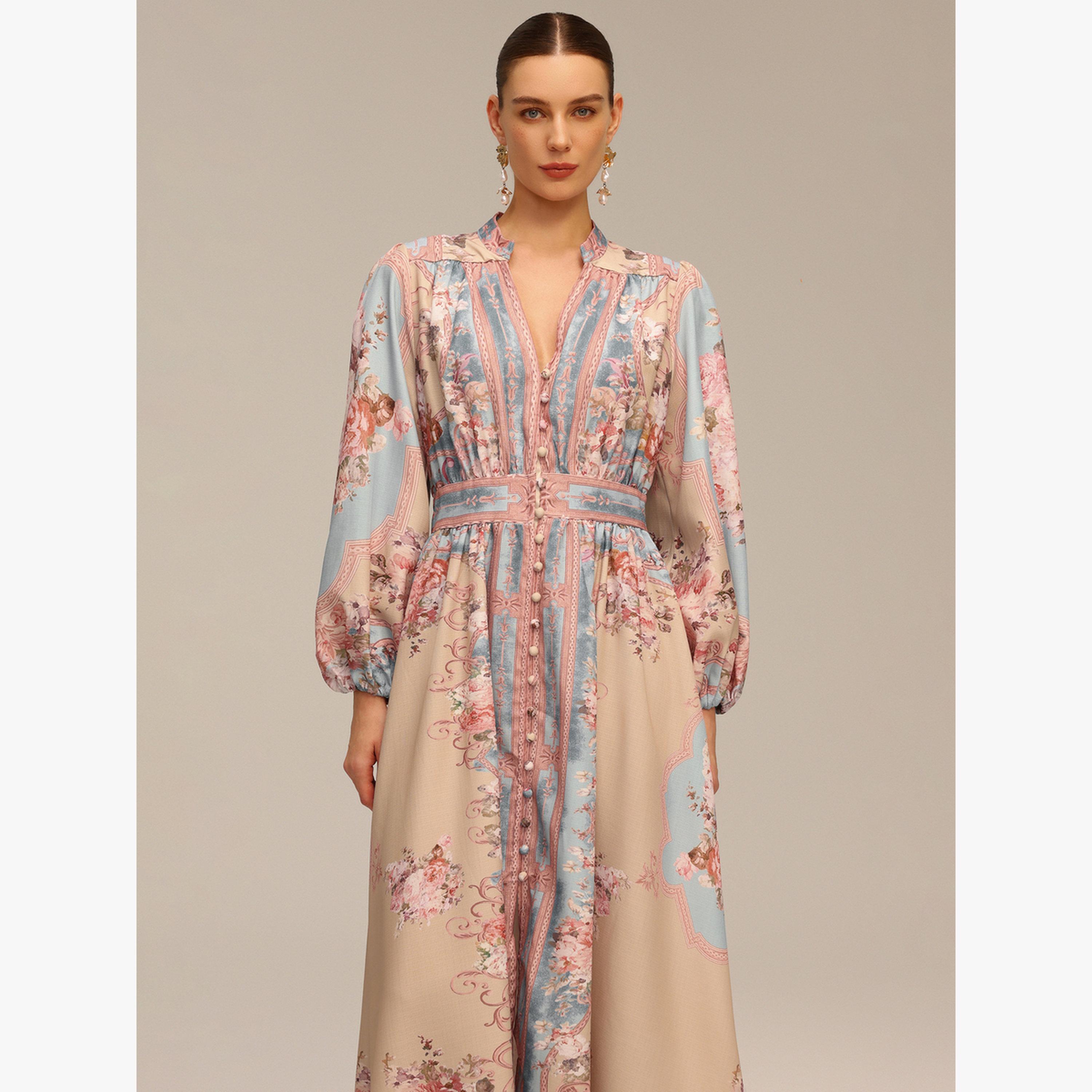 Bella Barnett X Styli Women Floral Print Lantern Sleeve Maxi Dress-women-clothing-dresses-image-3
